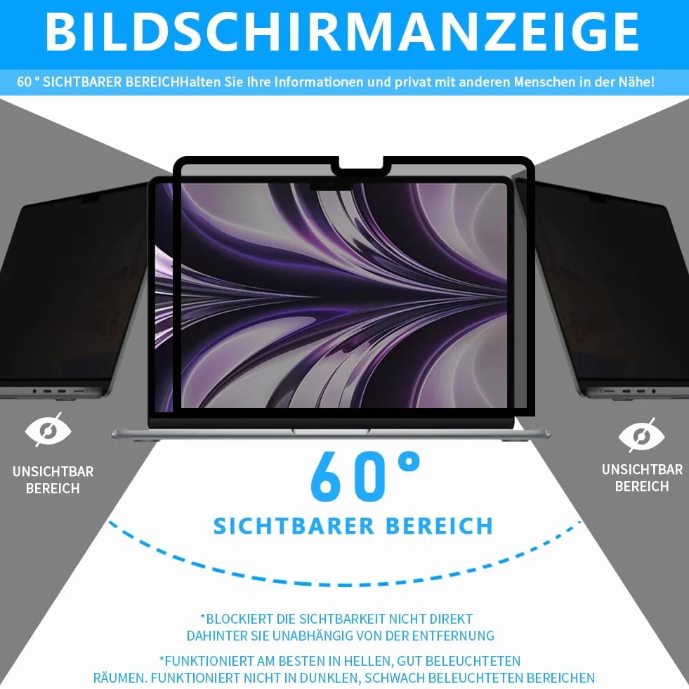 Nano Adsorpcyjny filtr prywatności do MacBooka Pro 14" (2021-2024, M1/M2/M3/M4 Pro/Max) HD odporny na zarysowania ochrona przed niebieskim światłem