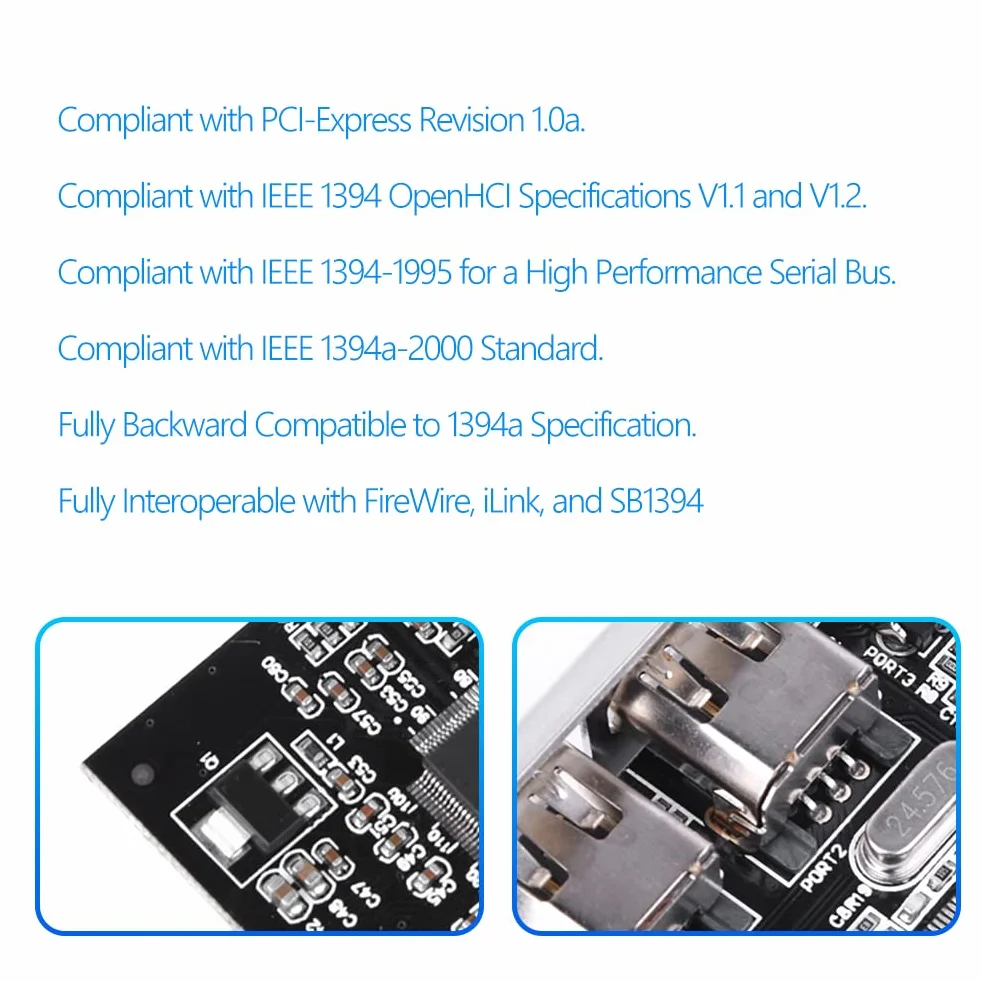 Karta PCI-Express, Bewinner PCI-E PCI-Express-FireWire 1394a-IEEE-1394 Karta kontrolera z kablem Firewire Karta kontrolera 800 Mb/s FireWire z IEEE 1394-1995 dla wysokowydajnej magistrali szeregowej