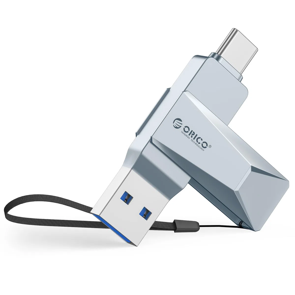 ORICO Pamięć flash USB-C i USB-A 128 GB, 150 MB/S, metalowa obudowa, obrotowa konstrukcja, obsługa funkcji OTG, 2 w 1, pendrive do urządzeń USB C i USB A, CB05 BL