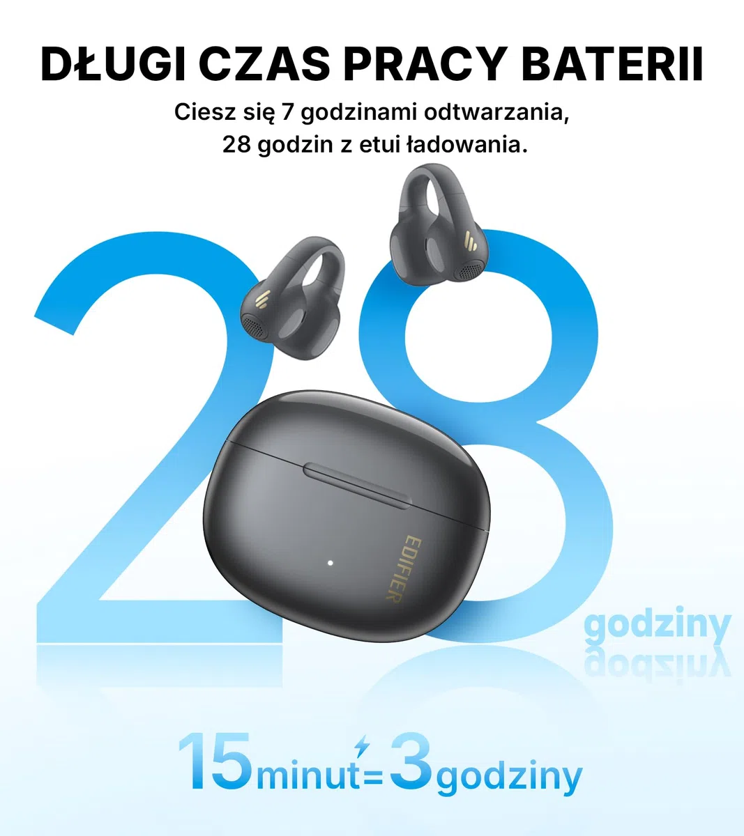 Edifier R1 True Wireless Słuchawki nauszne, Bluetooth 5.4, AI Clear Calls, Wymienne lewe/prawe, Szybkie ładowanie, Połączenie wielopunktowe, Kontrola za pomocą aplikacji, IP56, Szary | AI Clear Calls, 28H Pracy Akumulatora, Szybkie Ładowanie, Multipoint,