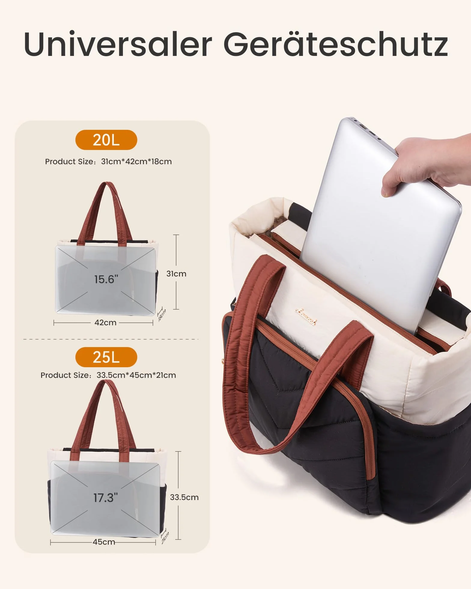 LOVEVOOK Torba na zakupy, duża, lekka, buforowa, torba robocza, torba na laptopa 15,6", torba nauczycielska, aktówka, torebka podręczna dla kobiet, na uczelnię, do szkoły, biura