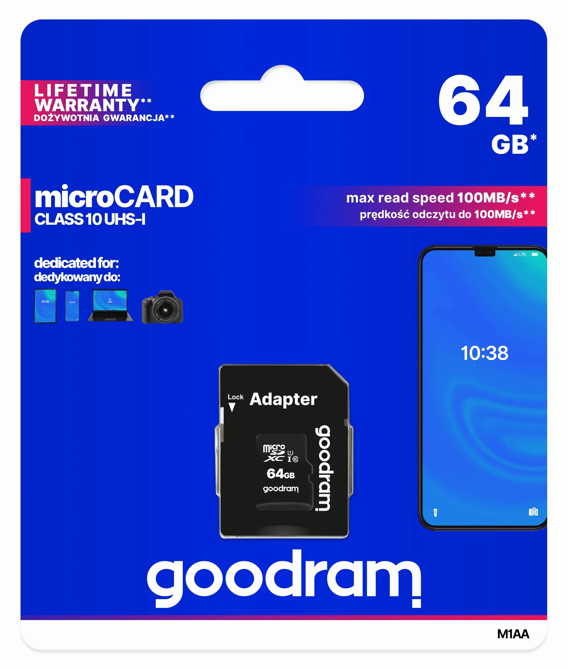 Goodram A0025034 Karta Micro Sd, Czarny, 64 GB