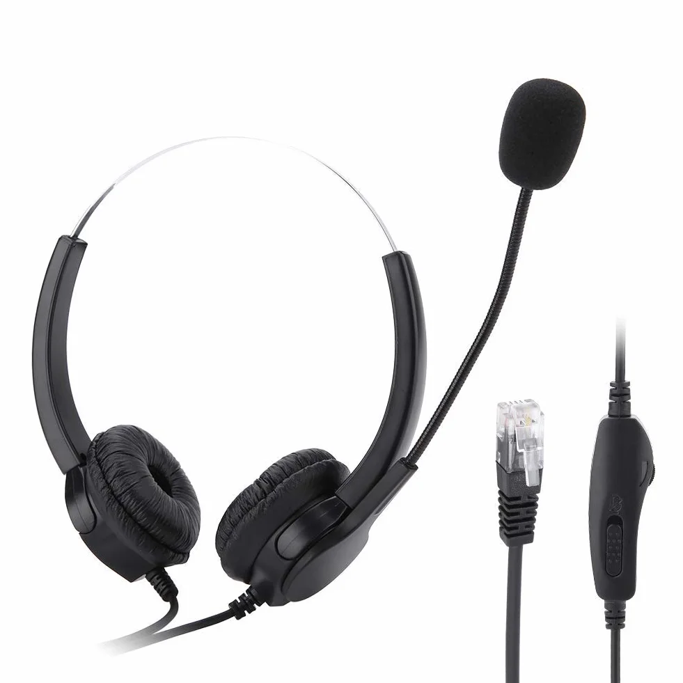 Call Center zestaw słuchawkowy z redukcją szumów, super trwały, wtyk RJ9 Call Center Headphones zestaw słuchawkowy do profesjonalnych telefonów telefonicznych/połączeń sieciowych VOIP, wygodne noszenie
