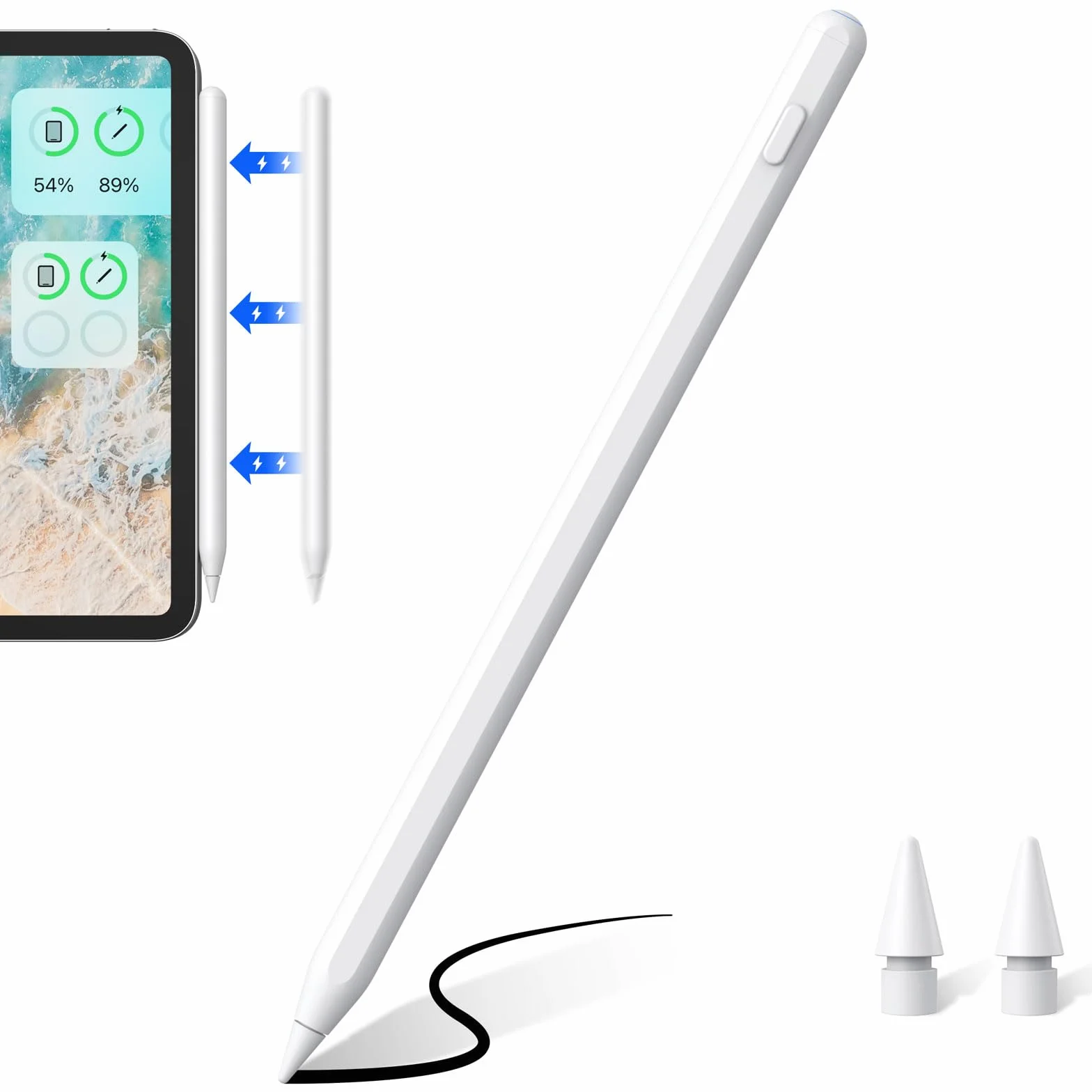 Zspeed Rysiki do iPad, Apple pencil z bezprzewodowe ładowanie I czułością na pochylenie, odrzucanie dłoni, Stylus kompatybilny ze iPad Pro 12.9 3/4/5/6, iPad Pro 11 1/2/3/4, iPad10/9/8/7/6, Mini/Air