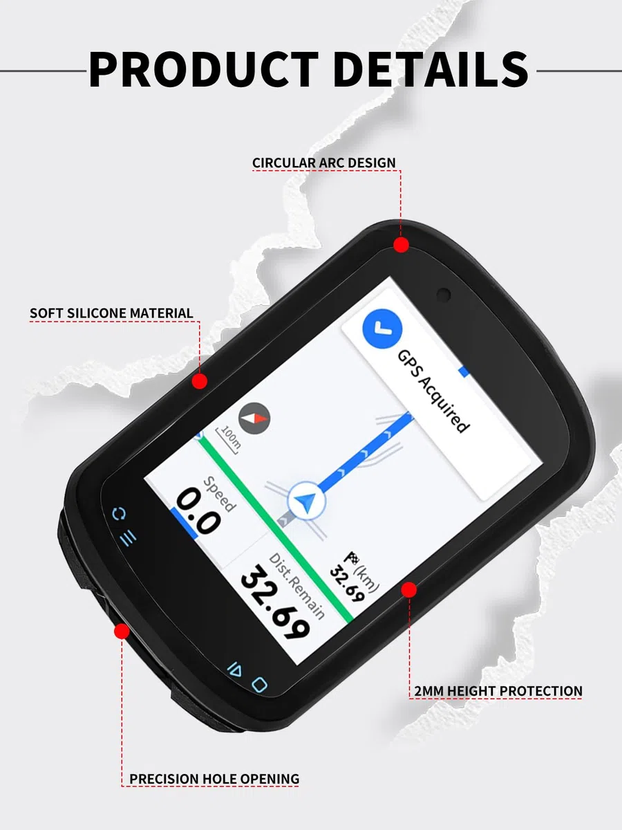Pokrowiec na komputer rowerowy Geoid CC600 GPS, silikonowe etui ochronne z miękkim ochraniaczem ekranu - odporne na wstrząsy, przyjazne dla skóry i wodoodporne dla zwiększonej trwałości, czarny