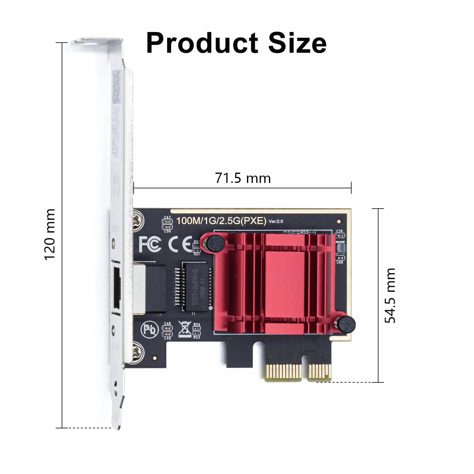 10Gtek 2.5G NIC Network Card, Single RJ-45 Port, Realtek RTL8125 Controller