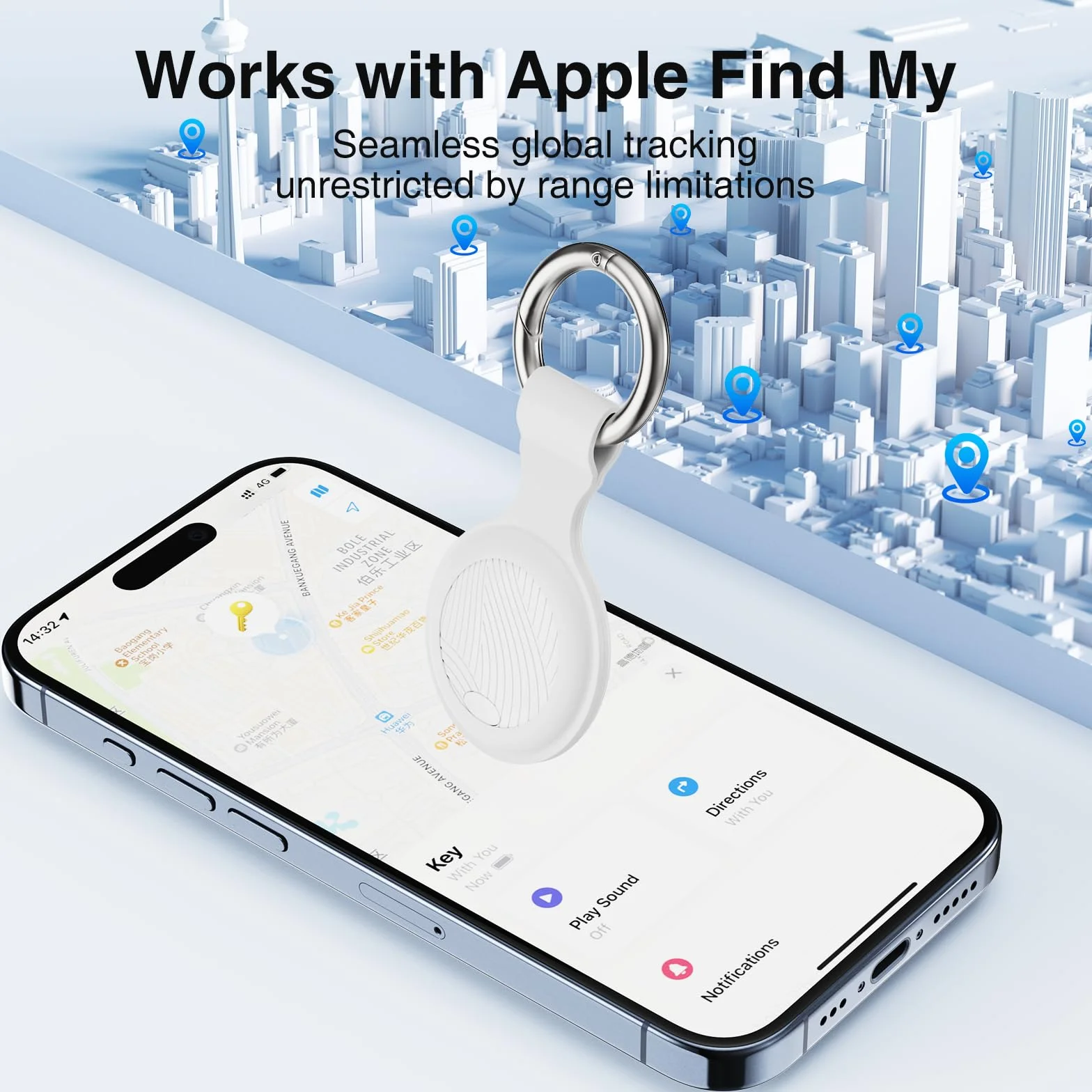 Lokalizator GPS - Smart Tag Bluetooth(Tylko iOS),Znajdź obiekty dla Zwierzak Domowy, dzieci, walizki, Bagażu, Wymienna Bateria, Biala