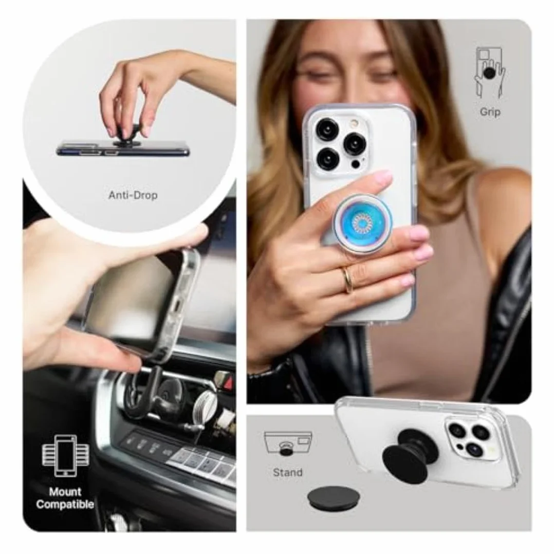 PopSockets Uchwyt na telefon na bazie roślin z rozszerzaną podpórką, przyjazny dla środowiska - fioletowe pola