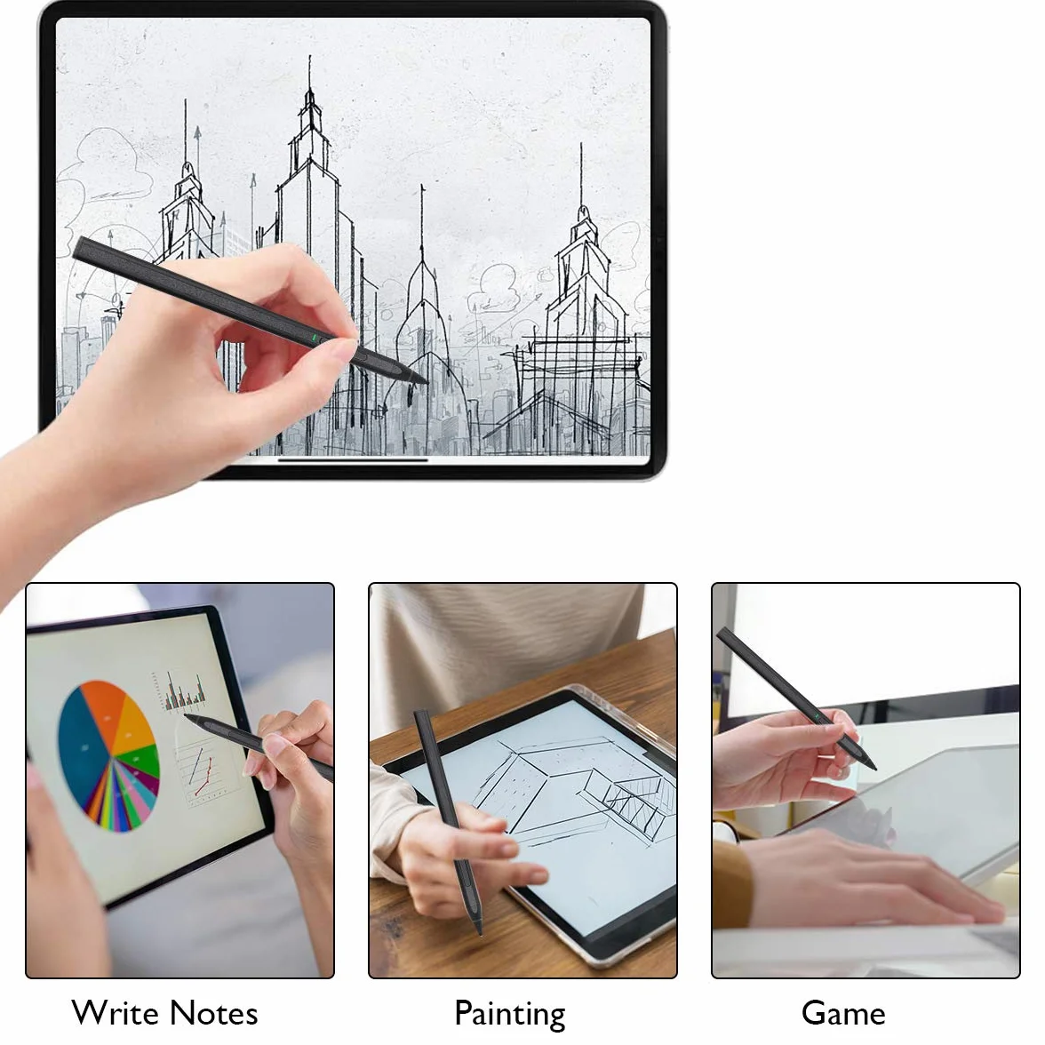 SUPERNIGHT Surface Pen Slim, Stylus Pen Surface 4096 czułość na nacisk z końcówką HB/H/2H Tip, wymienna końcówka, Tilt Palm Rejection, szybkie ładowanie do Surface Pro