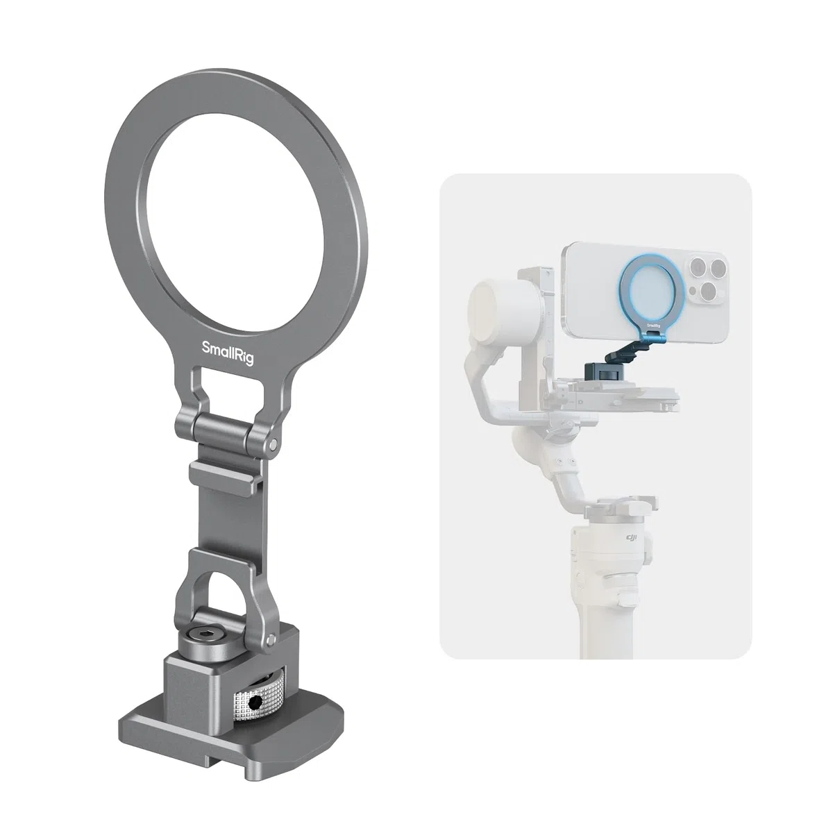 SMALLRIG Metalowy uchwyt na telefon z płytą bazową do Arca-Standard, kompatybilny z DJI RS 4 Mini, uchwyt na telefon z mocowaniem na zimną stopkę. - 5339