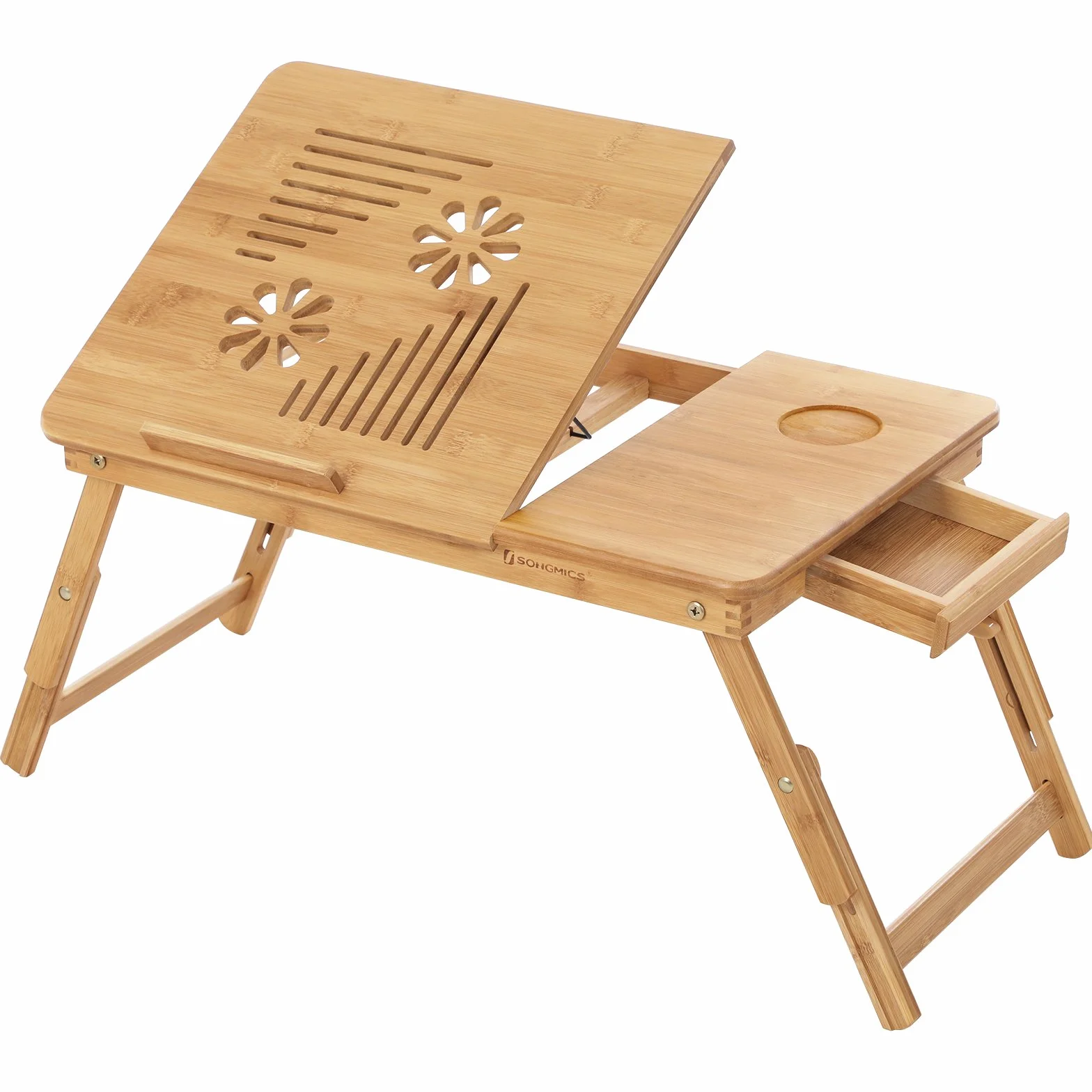 Songmics LLD002 Stolik na Laptop, Drewniany, 55 x 35 x 29 cm