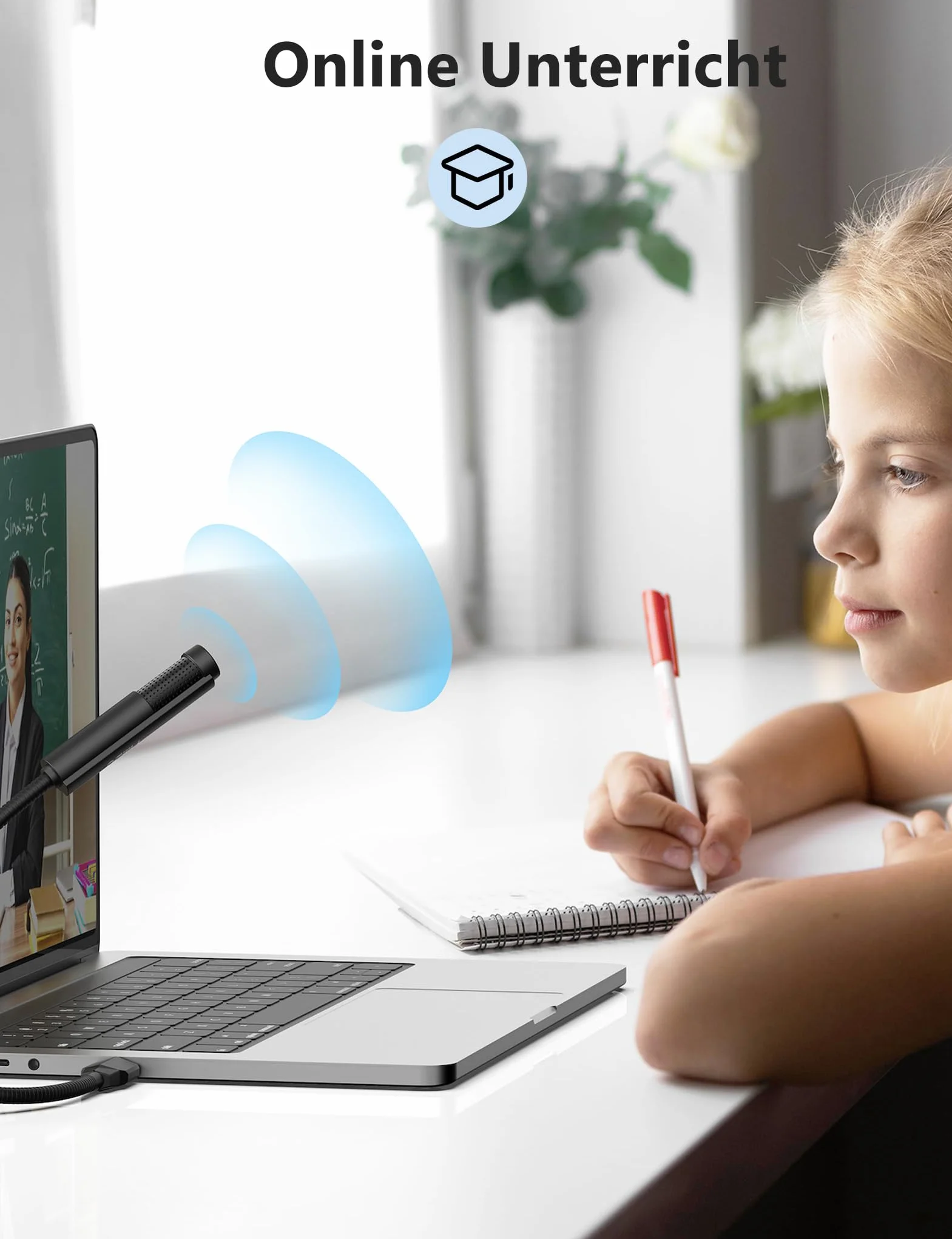 MillSO Mikrofon USB wielokierunkowy pojemnościowy z elastyczną szyjką regulowaną 360° do laptopa PC