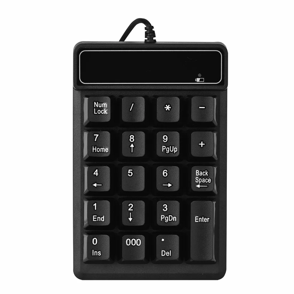 Richer-R Klawiatura cyfrowa 1,5 m / 5FT USB przewodowa pełnowymiarowa 19 klawiszy klawiatury numerycznej dodany klucz 000 do przenośnego komputera stacjonarnego z systemem Windows (czarny)