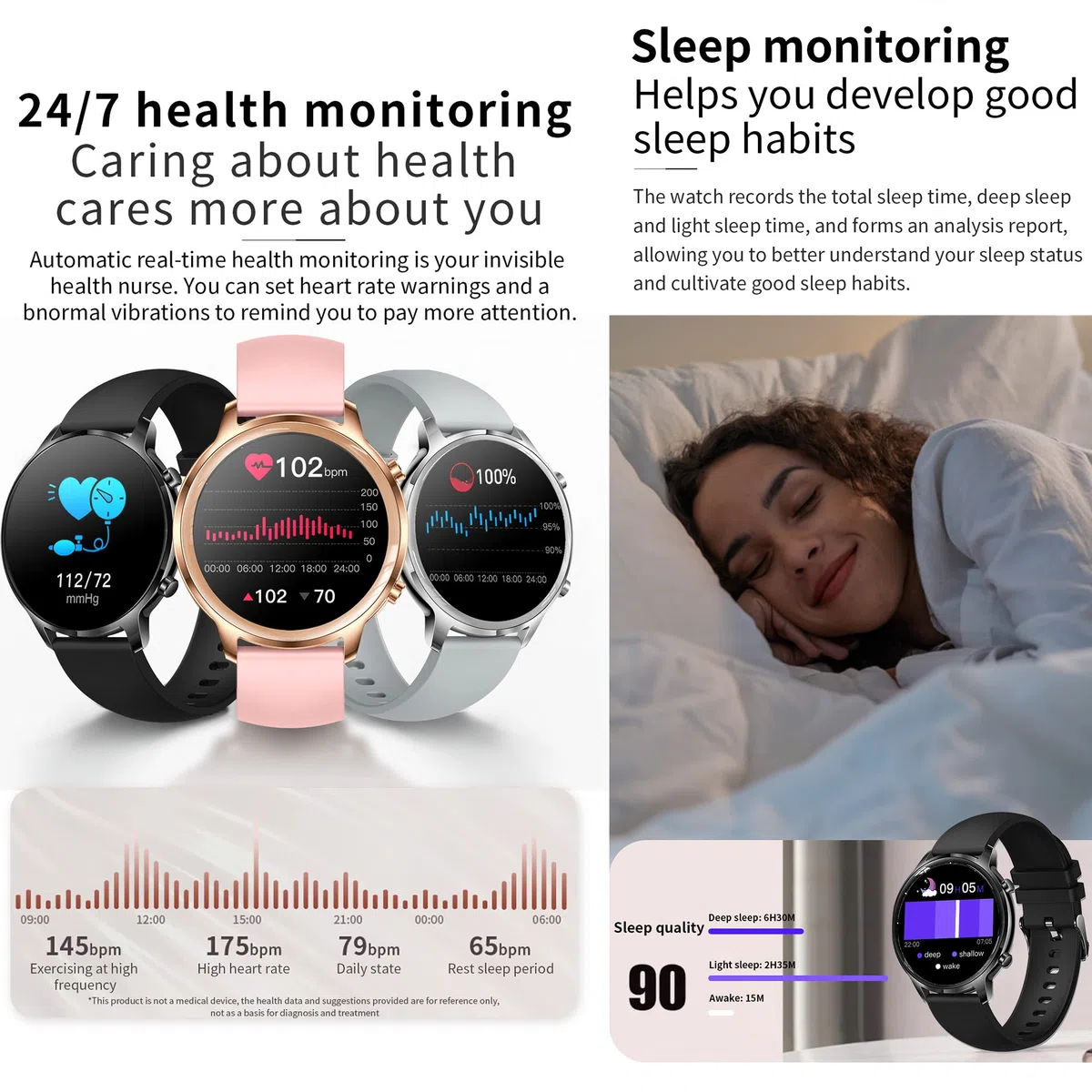 Smartwatch męski z funkcją telefonu, 2022 1,32" HD, ekran dotykowy, Bluetooth, IP67 Fitness Tracker SpO2, pulsometr, monitor snu, kalorie, Android iOS (czarny)