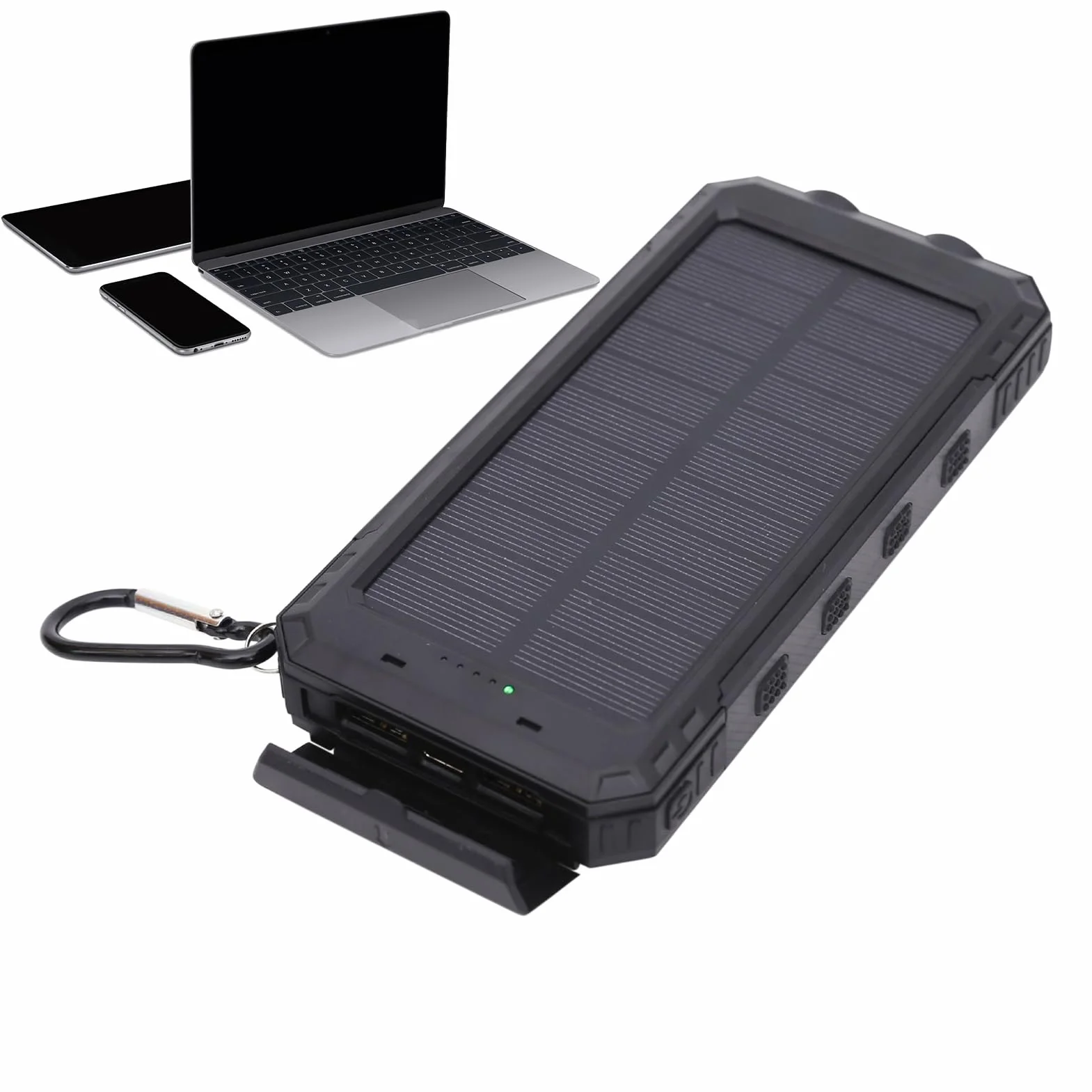 Solar Charger, Wireless Charger Bank, 20000mAh Fast Charging Device with Flashlight, Waterproof Dustproof Shockproof Design for Camping Hiking Outdoor Use, 6.22x3.07x0.98 Inches