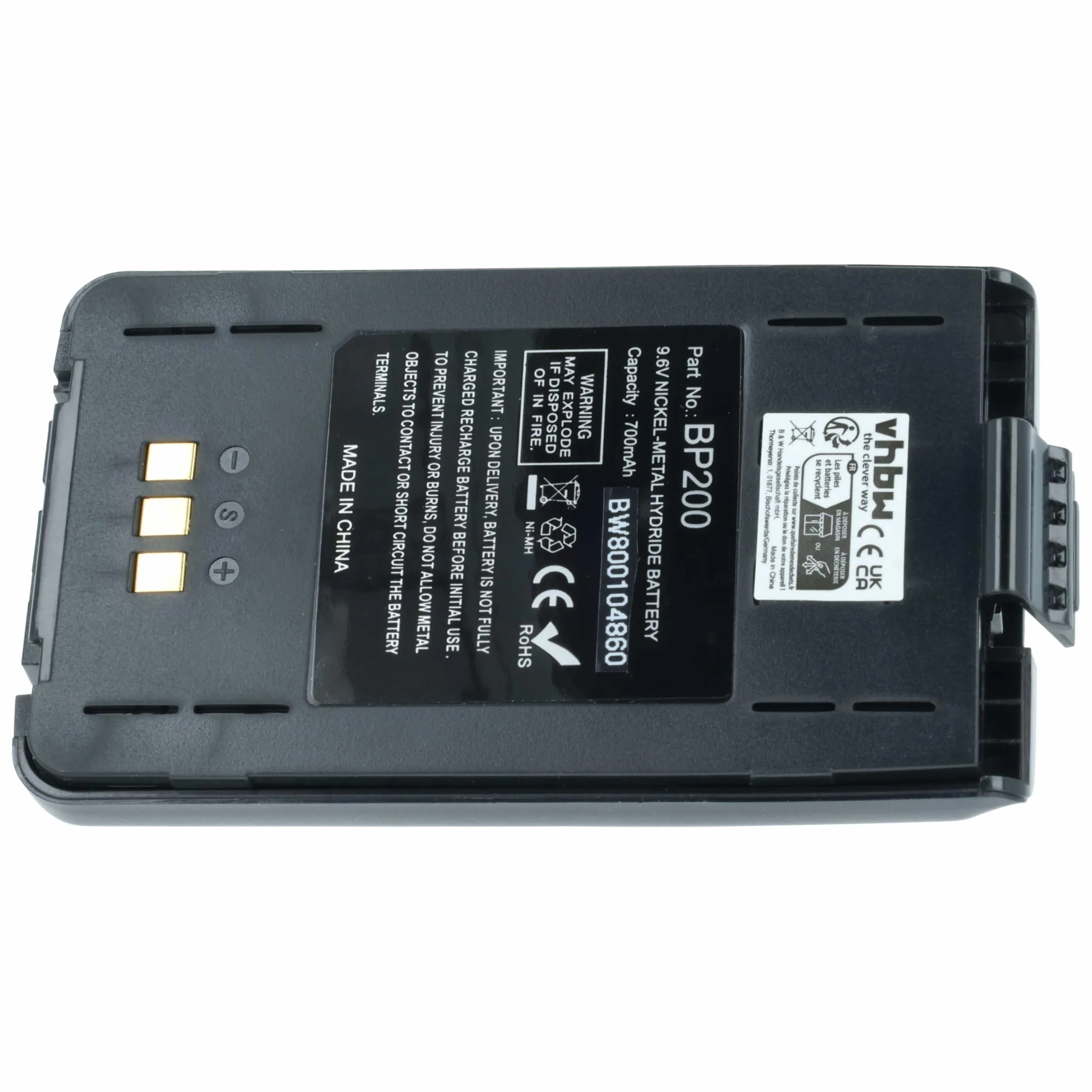 vhbw Zamiennik baterii Icom BP-200 750mAh 9,6V NiMH + klips