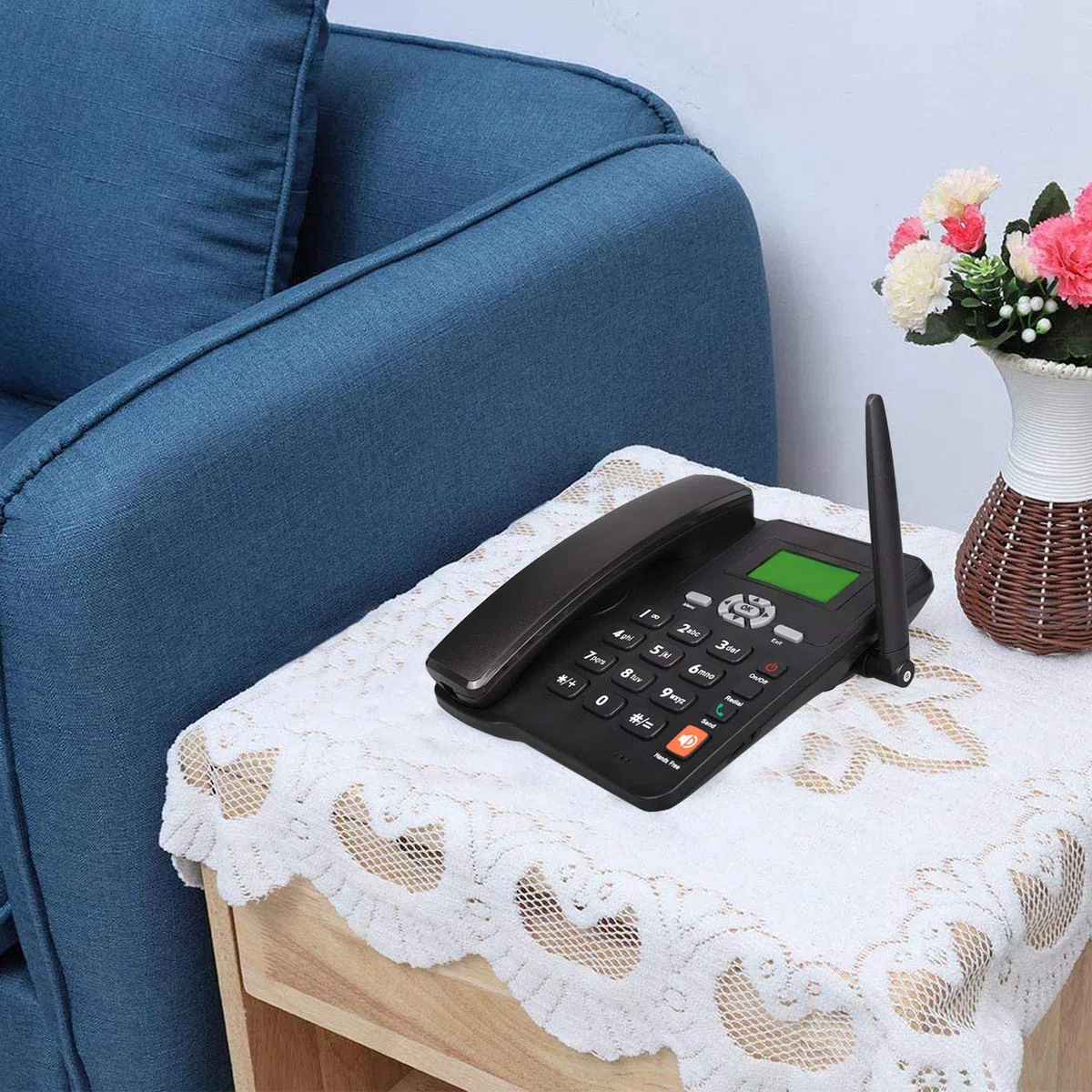 Telefon przewodowy na biurko GSM telefon biurkowy - telefon w stylu pulpitu z gniazdem na kartę SIM - bezprzewodowy telefon stacjonarny, funkcja ponownego wybierania bez użycia rąk, identyfikator