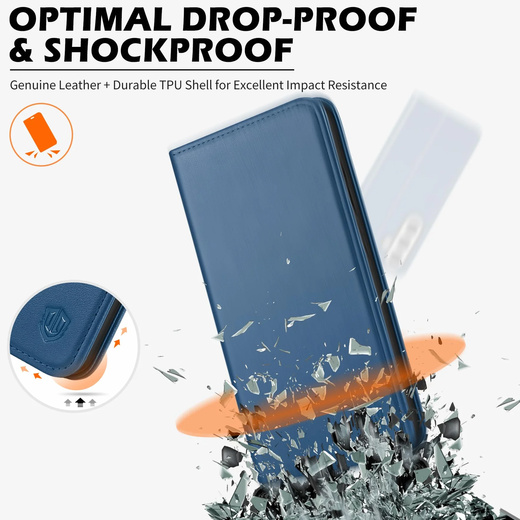 SHIELDON Etui portfelowe na telefon Galaxy S25 5G, etui z klapką z prawdziwej skóry [etui na karty] [podpórka] [blokada RFID] [wewnętrzna powłoka TPU] magnetyczne, odporne na wstrząsy, kompatybilne z