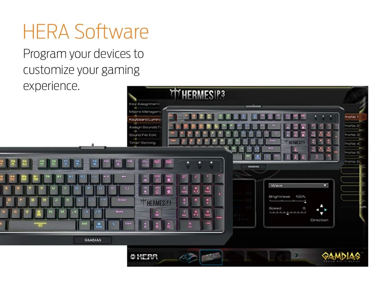 GAMDIAS Hermes P3 Black mechaniczna klawiatura USB Gaming 104 klawisze Low Profile RGB Switches niebieskie podświetlenie klawiatury układ UK