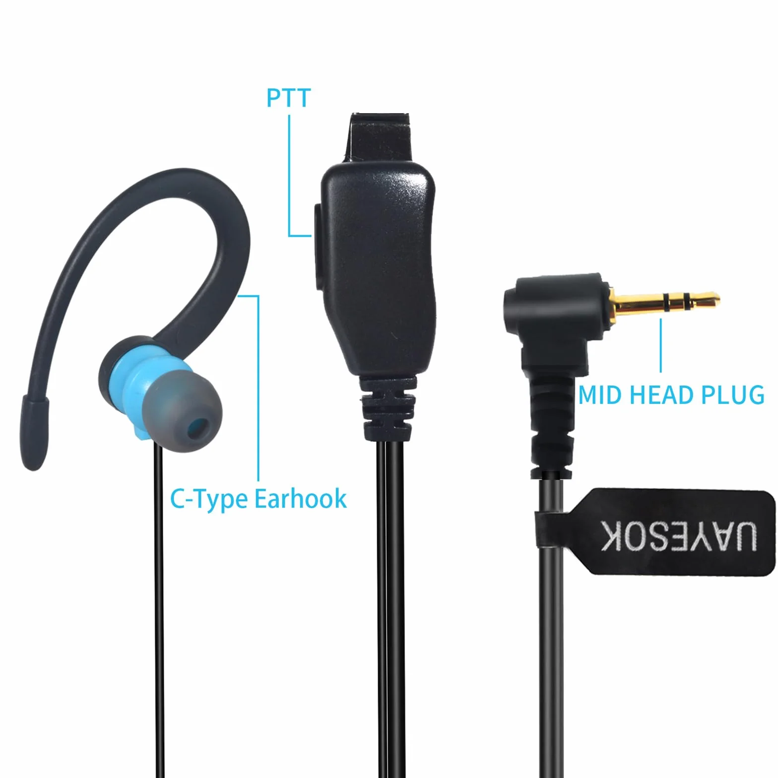 UAYESOK 1-pinowa słuchawka Walkie Talkie 2,5 mm, ochrona typu G, osłona z mikrofonem PTT, kompatybilna z Motorola Talkabout TLKR T92 H20 PMR446 T60 T80 T82 XT180 dwukierunkowe radio (2 szt.)