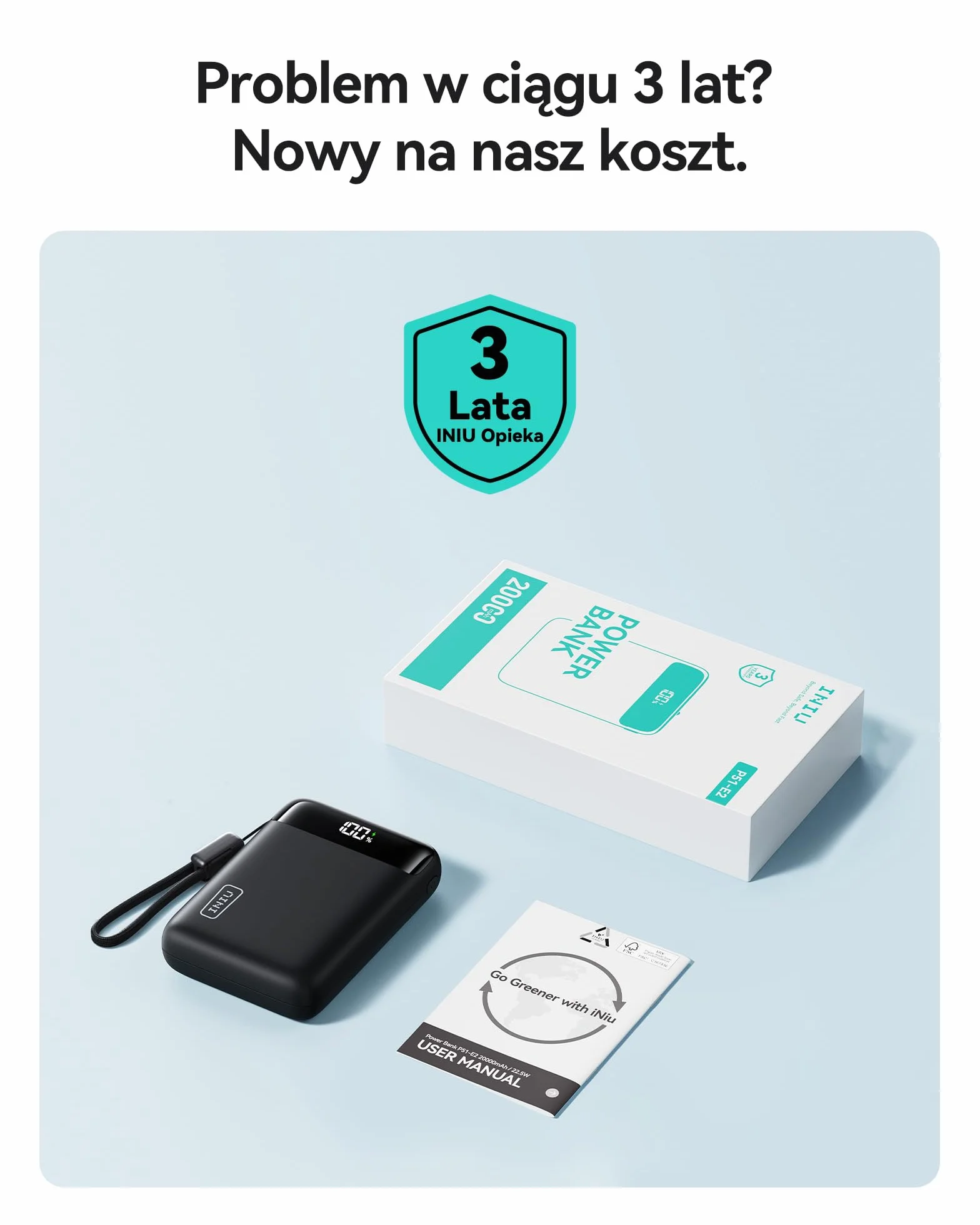 INIU Power Bank, 20000mAh 22.5W Fast Charging Powerbank, USB-C in & out External Battery, Small but Strong Portable Charger for iPhone 17 16 15 Pro Samsung S25 S24 etc