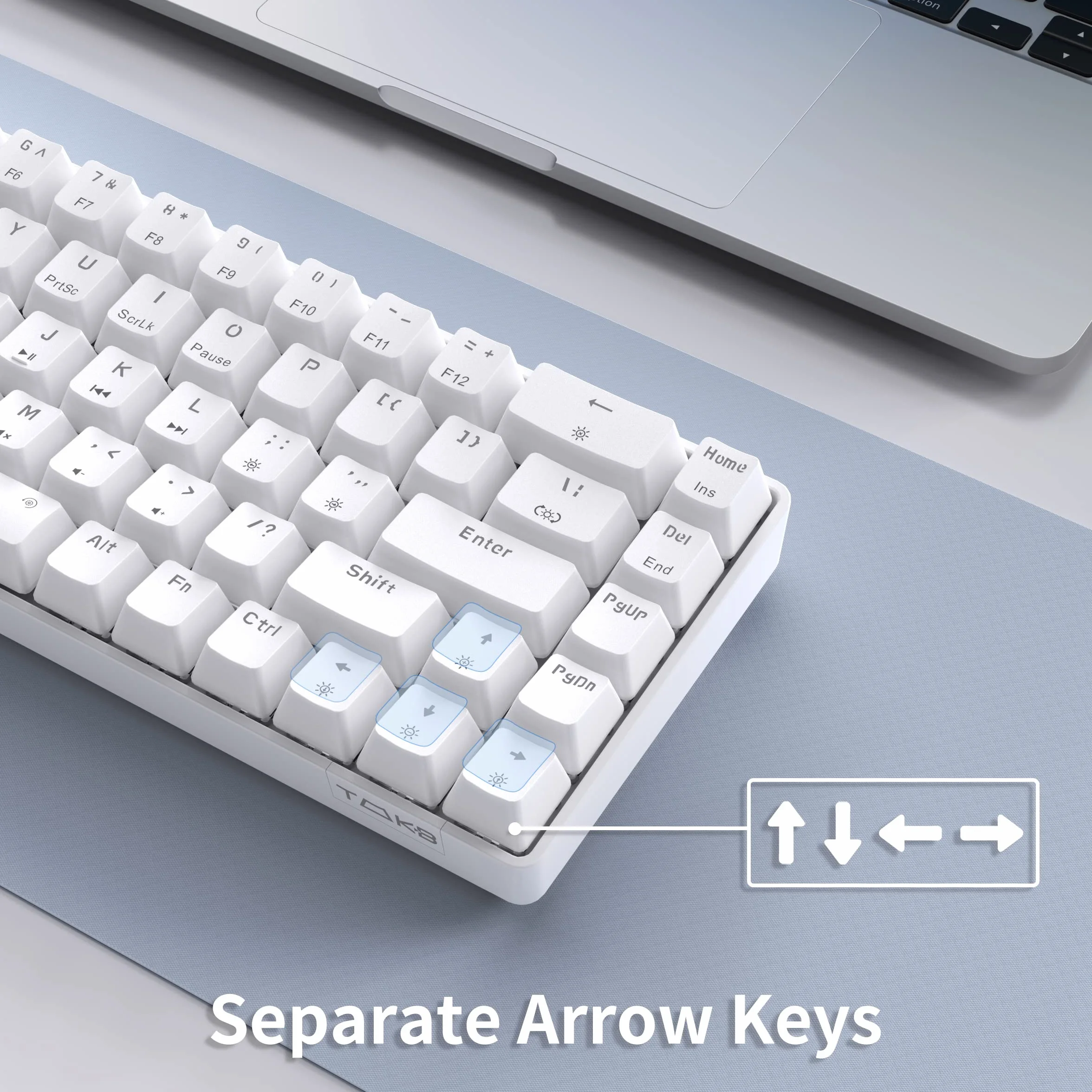 TMKB Klawiatura gamingowa, T68SE 60% Układ 68 klawiszy Przewodowa PC USB Gaming Mechanical Keyboard,Anti Ghosting US QWERTY Layout Mini Podświetlenia LED Red Switch mechaniczna Klawiatura na PC/Windows/Laptop/Mac,Biały