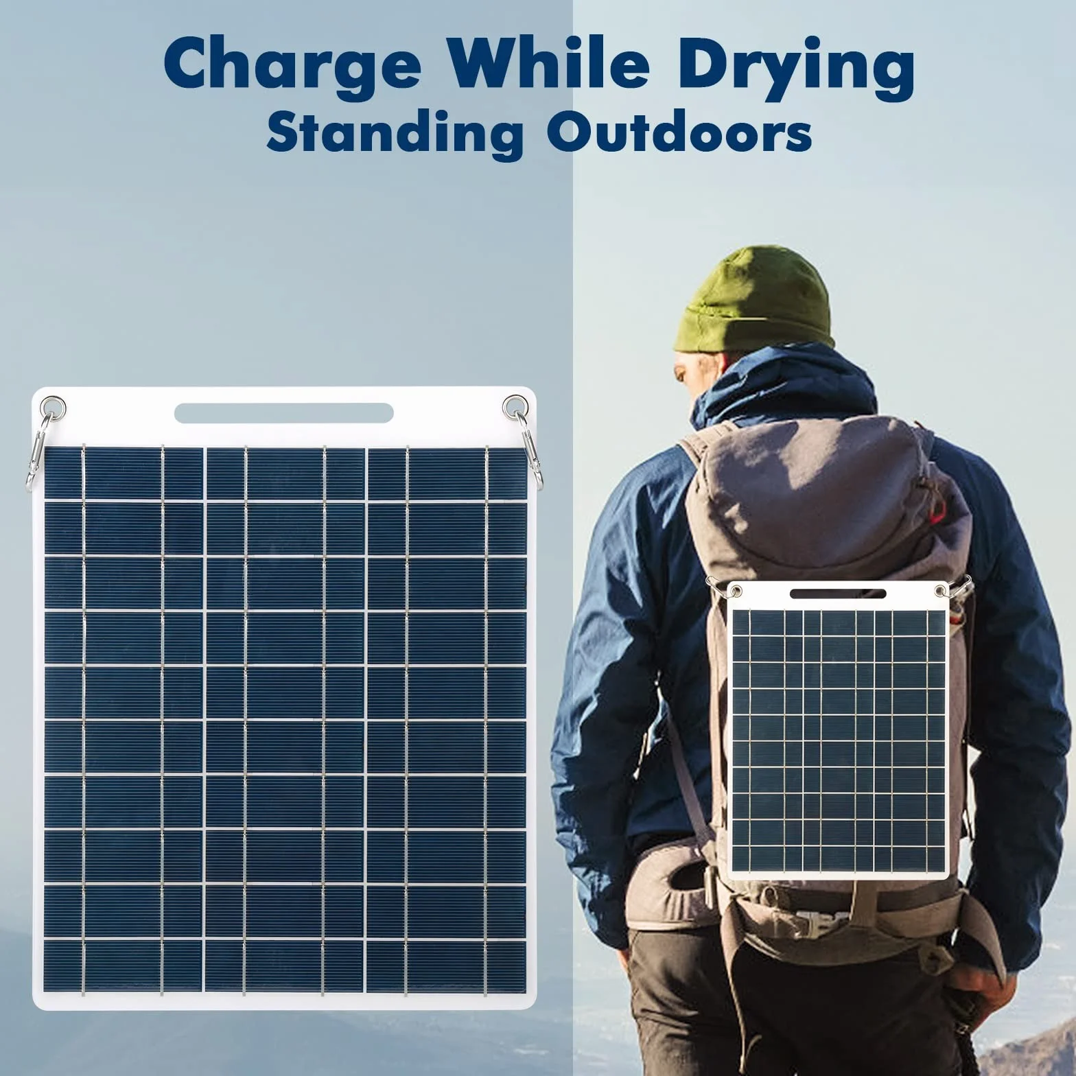 Jadeshay Panel słoneczny, ładowarka solarna 30 W 5 V z 2 portami USB, polikrystaliczny silikon, wodoodporna, przenośna moc na kemping, wspinaczkę, wędrówki, podróż, kompatybilna ze smartfonami i