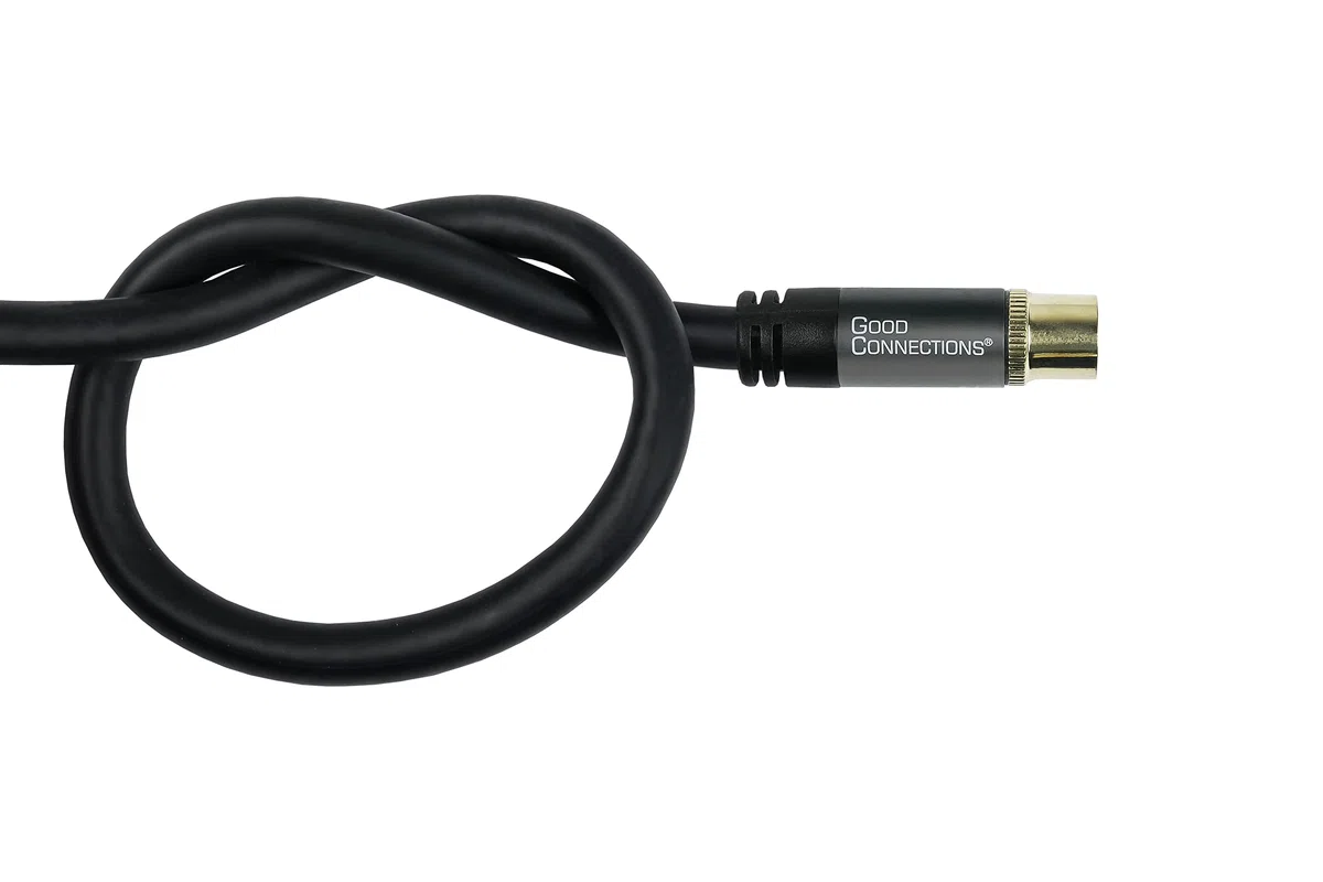 Good Connections GC-M2073 SmartFLEX TV kątowy kabel antenowy, 2 m, wtyczka IEC/koncentryczna, kątowy do gniazda, 4-krotnie ekranowany/120 dB/75 omów, pozłacane złącza, czarny