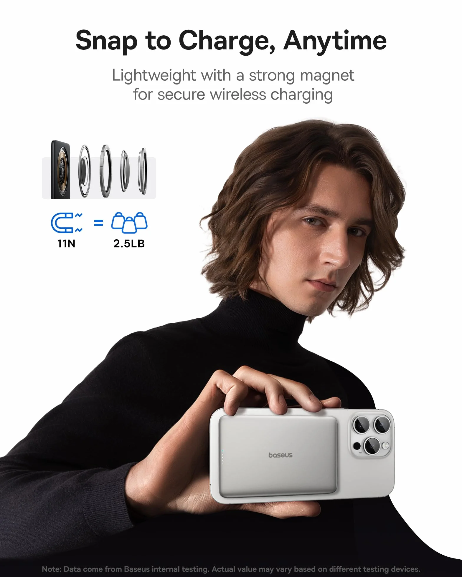 Baseus Picogo AM41 Power Bank, Ultra Slim 5000 mAh, Magsafe Powerbank, szybkie ładowanie, PD 20 W, przenośny, bezprzewodowy, magnetyczny akumulator zewnętrzny z kablem USB C, do iPhone 17/16/15/14/13