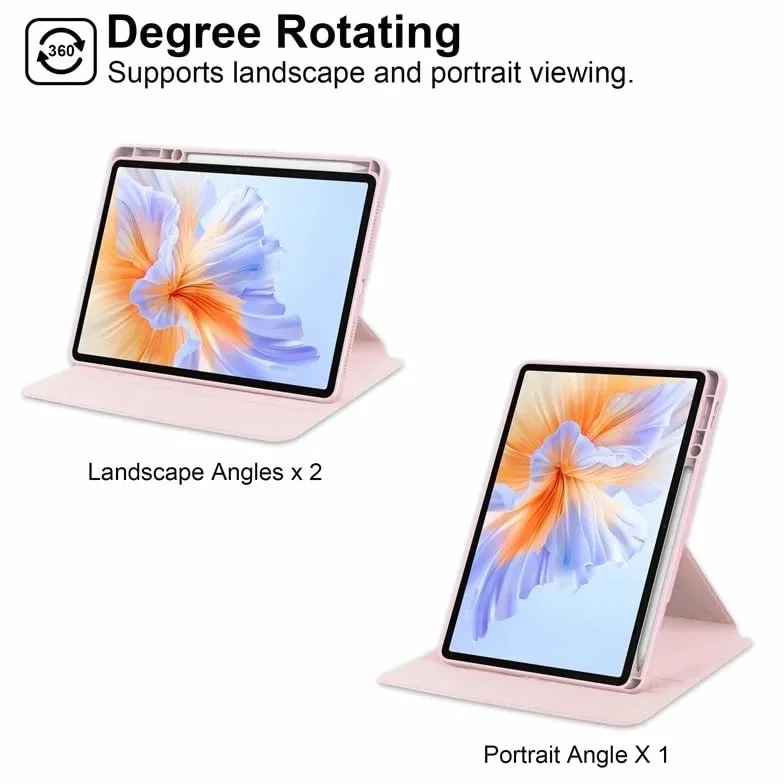 360° Rotation PU Leather Tablet Case Suitable For Lenovo Yoga Tab 2025 11.1" TB-710FU Acrylic Hard Cover With Pen Holder(Pink)