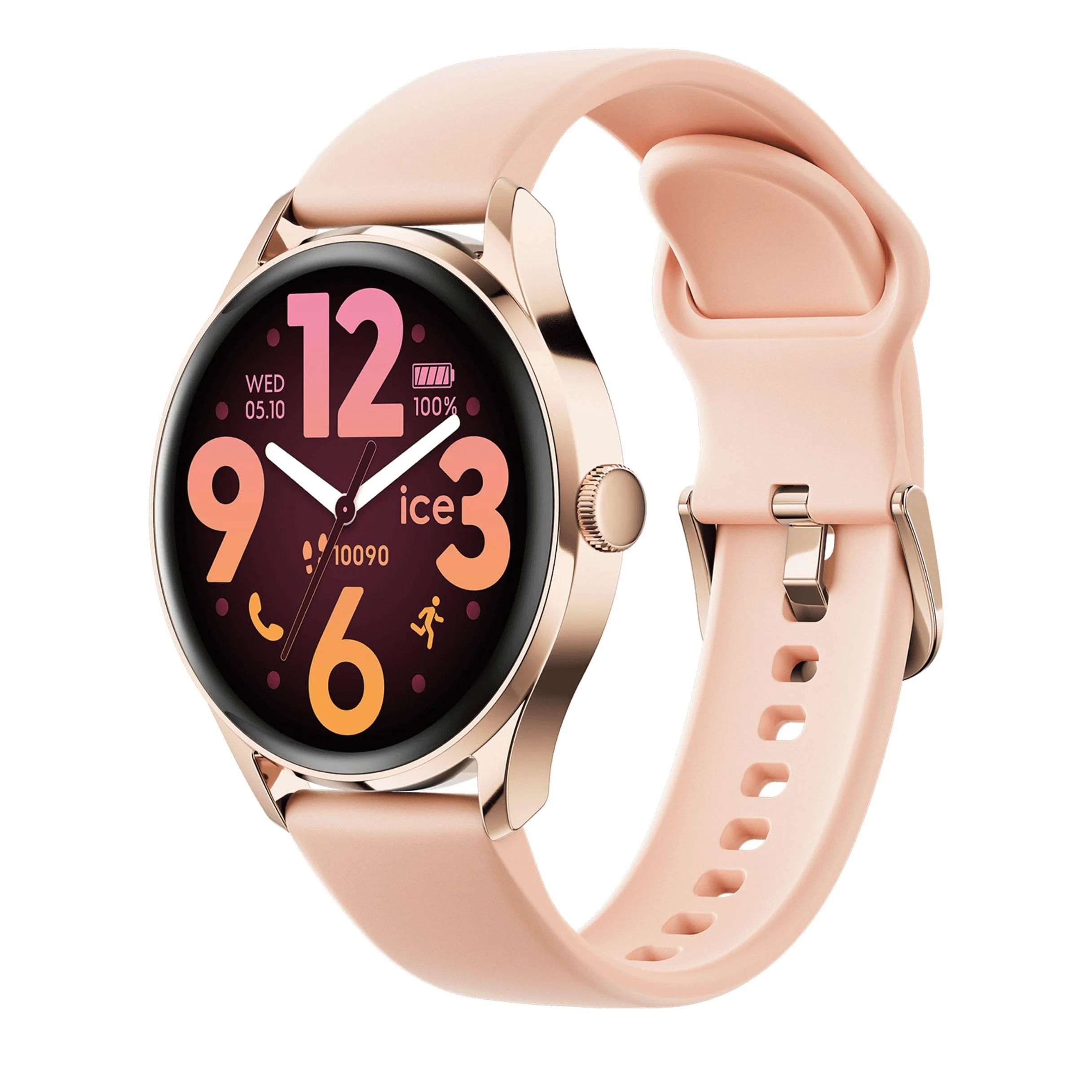 Ice-Watch - ICE smart 3.0 - 1.2 Rose-gold Nude AMOLED GPS - Połączony różowo-złoty zegarek damski z silikonowym paskiem - 025103 (1,20 cala)