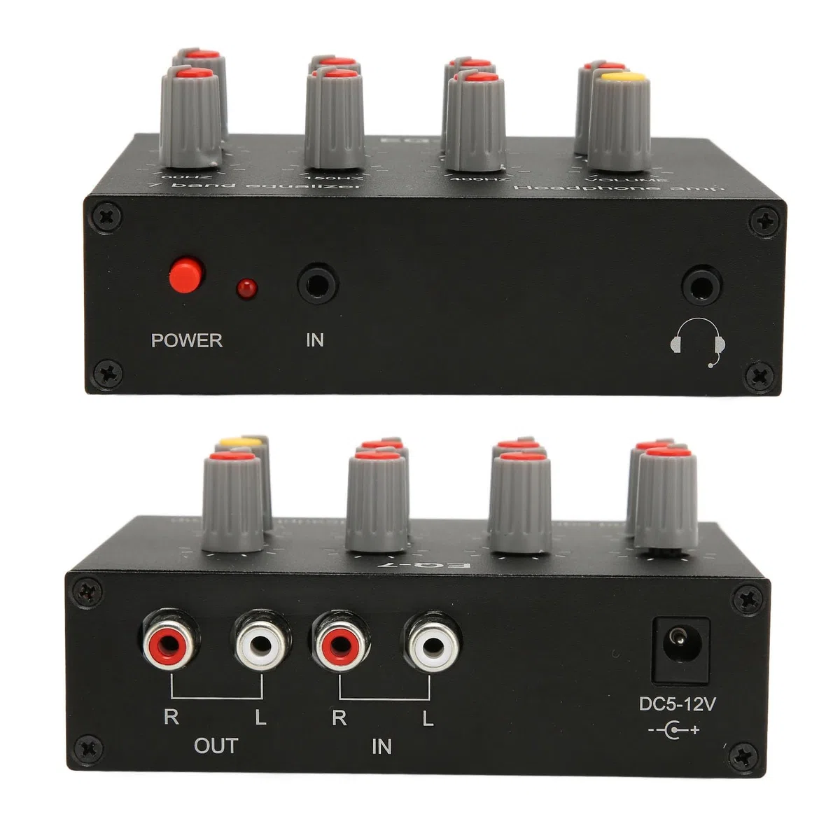 EQ 7 pasmowy Korektor Graficzny Audio w Samochodzie, Regulacja Wysokich Tonów Niskich 12 DB Dwukanałowy Korektor Graficzny, Wejście 3,5 Mm Korektor Samochodowy Audio Wzmacniacz