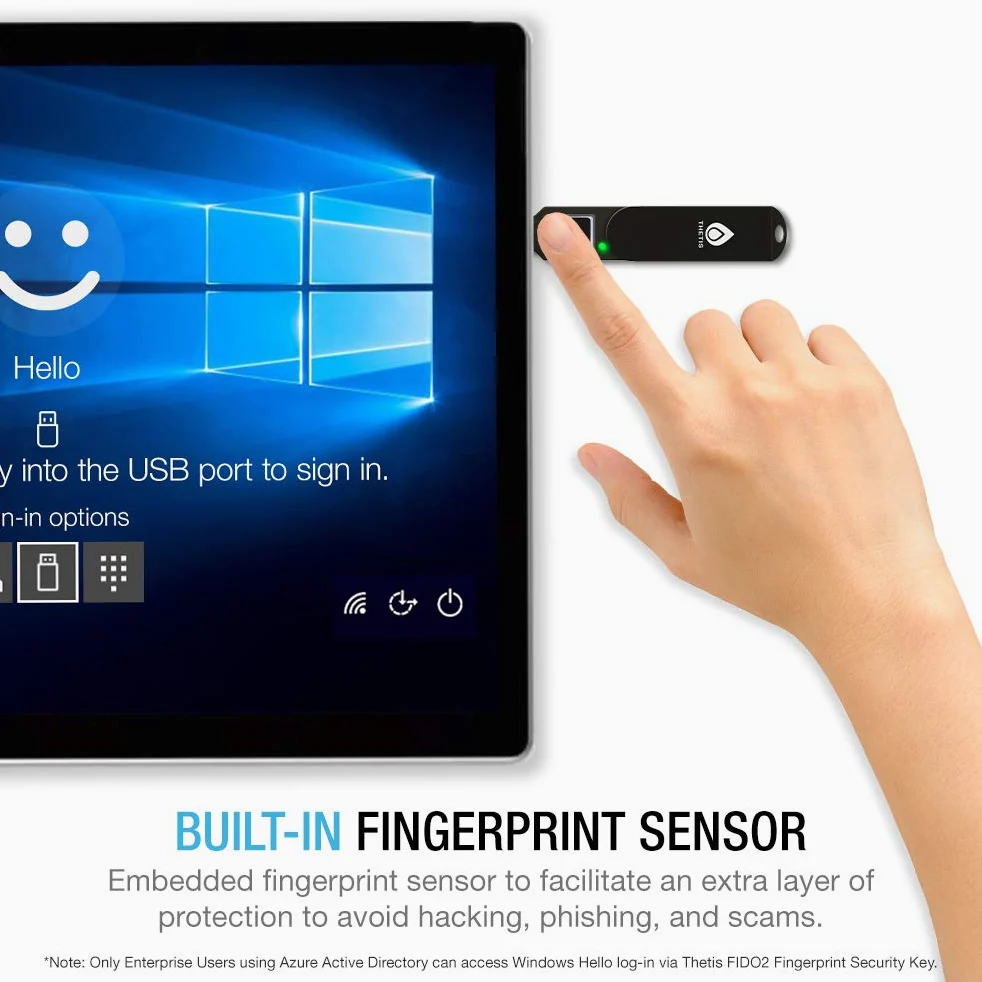 Thetis FIDO2 Klucz bezpieczeństwa USB A, dwuskładnikowy uwierzytelniacz, wielowarstwowa ochrona HOTP / U2F kompatybilny z Windows, MacOS, Gmail, Linux do biura biznesowego - czarny