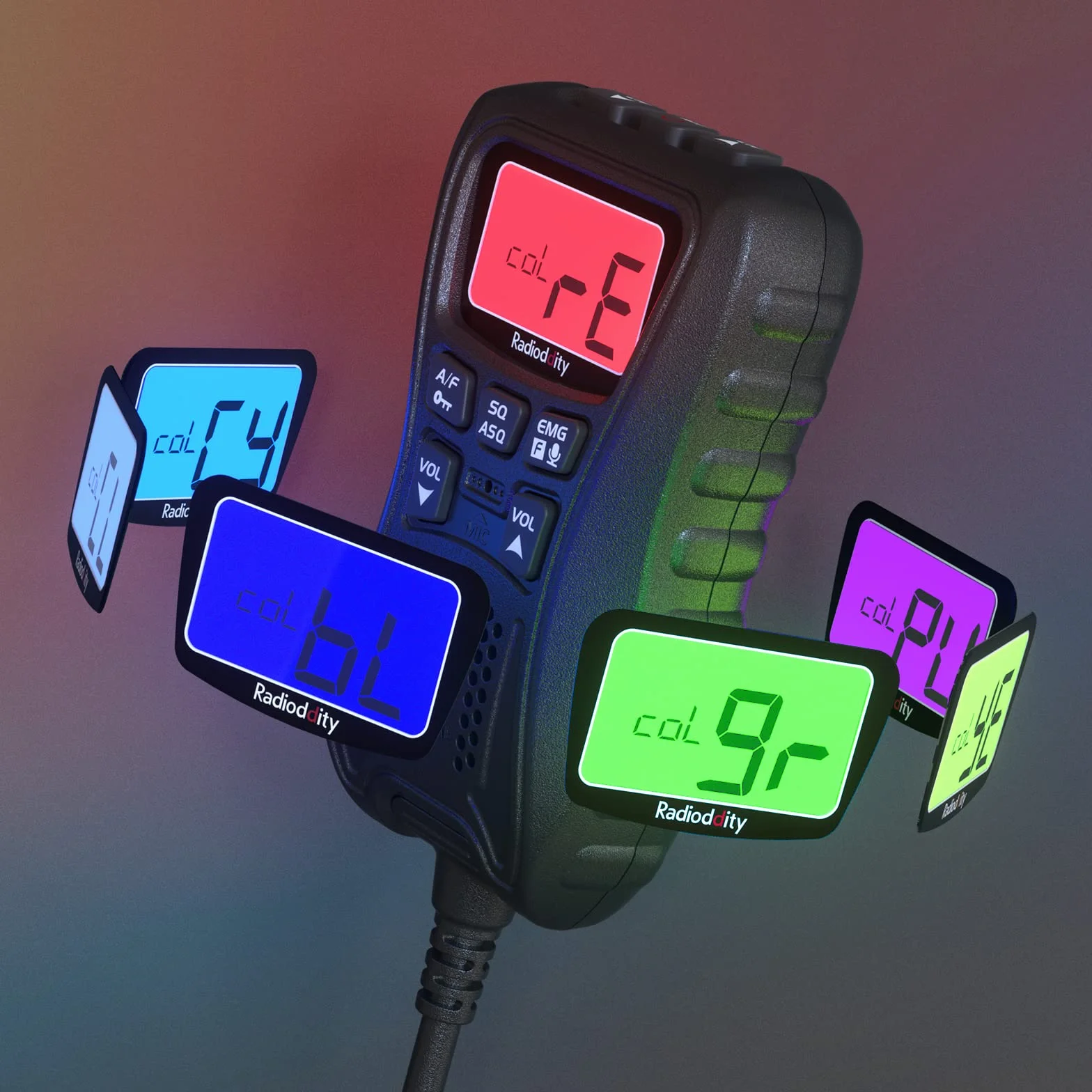Radioddity CS-47 Mini CB Radio, AM/FM, 40-kanałowe, jednoręczne mikrohone, wbudowany głośnik, redukcja szumów, duży 7-kolorowy podświetlany wyświetlacz LCD, VOX, wzmocnienie RF dalekiego zasięgu do