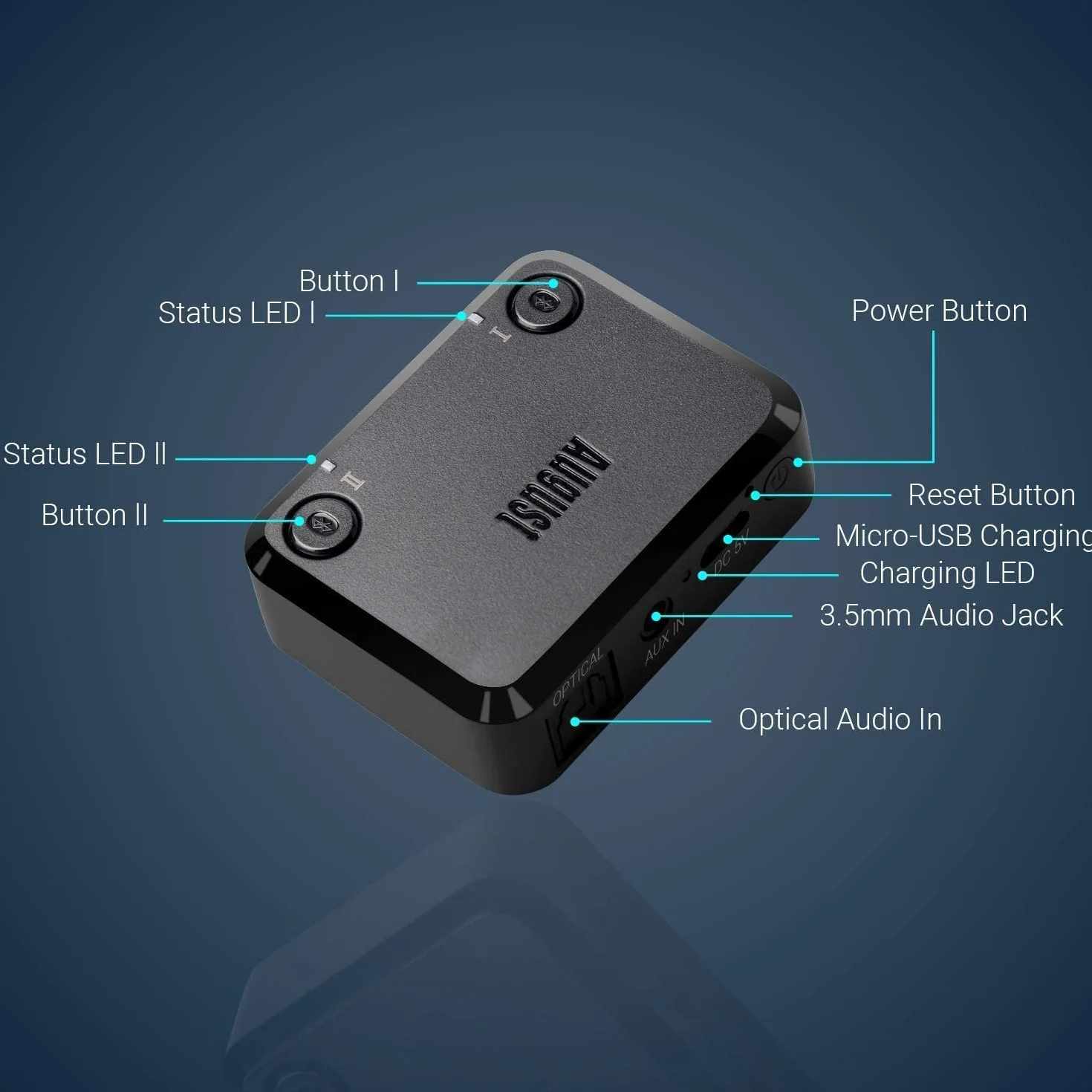 Nadajnik Bluetooth 5.0 do telewizora, August MR270-HD, bezprzewodowy adapter audio z aptX HD, niskie opóźnienie i wielopunktowe połączenie dwóch par słuchawek jednocześnie, adapter nadajnika HiFi,