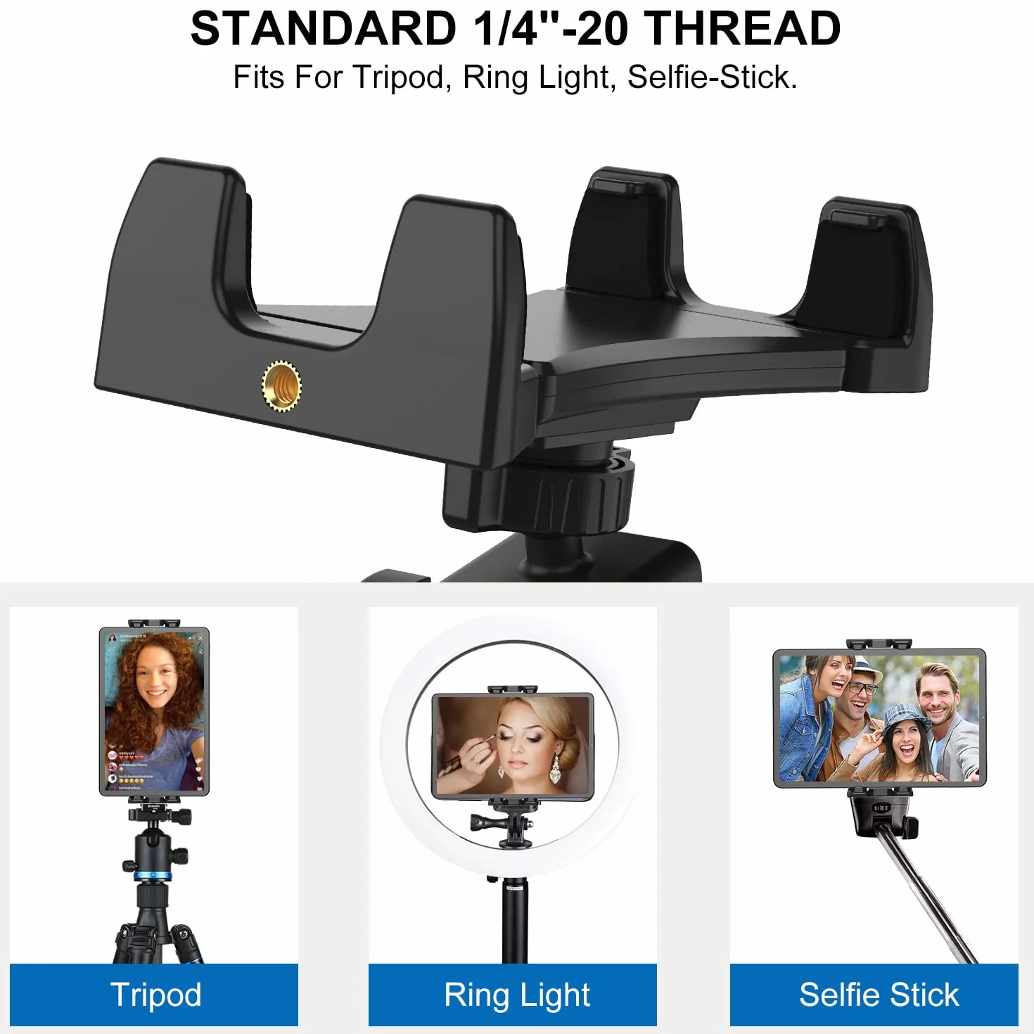 Stojak na tablet do roweru stacjonarnego - Tendak regulowana 360° kierownica gimnastyka mikrofon bieżnia uchwyt do iPada Pro iPad Mini iPad Air 4,7-12,9" telefony i tablety