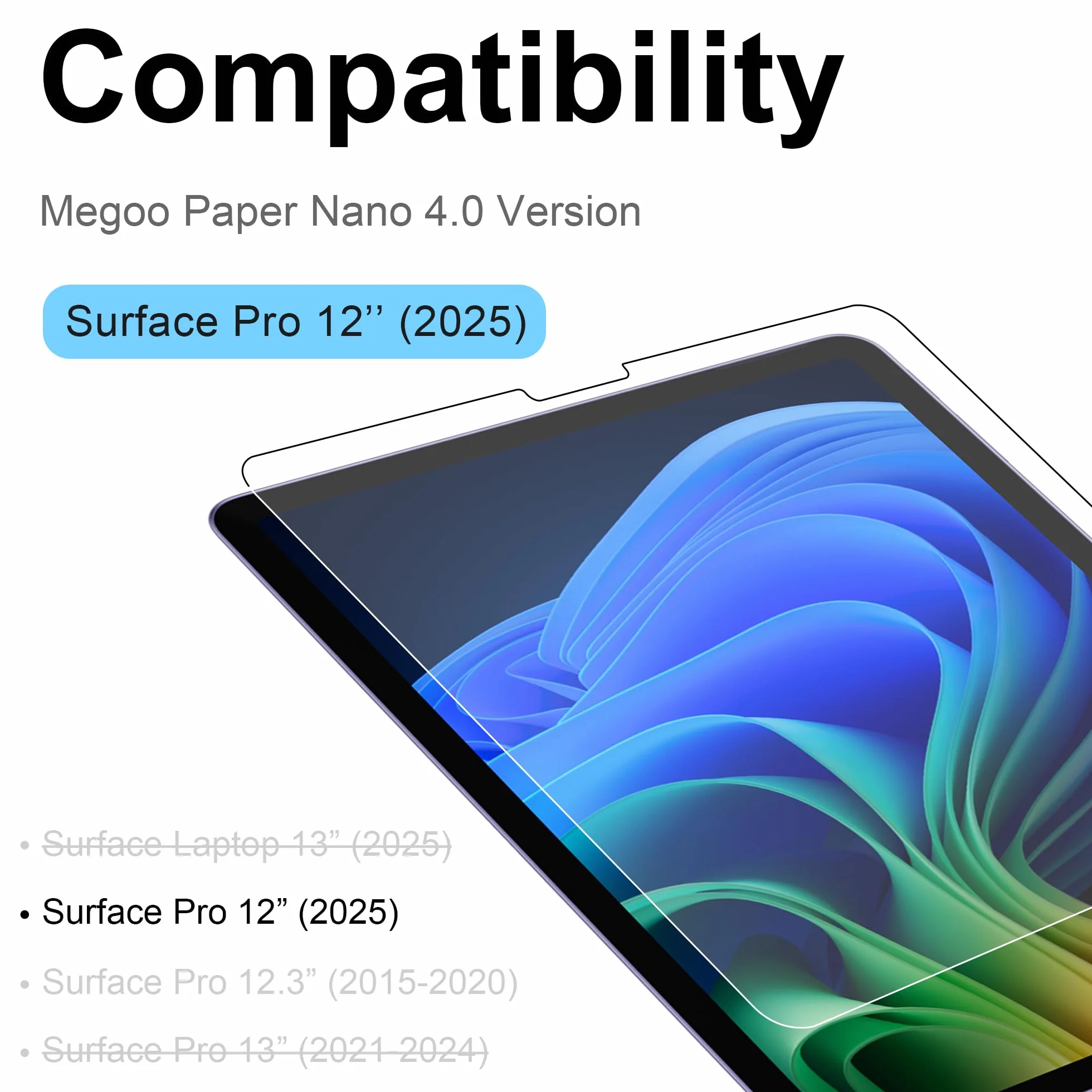Megoo Paper Feel Ochronna folia szklana do Surface Pro 12 cali (2025) 9H przeciwblaskowa 2 szt.