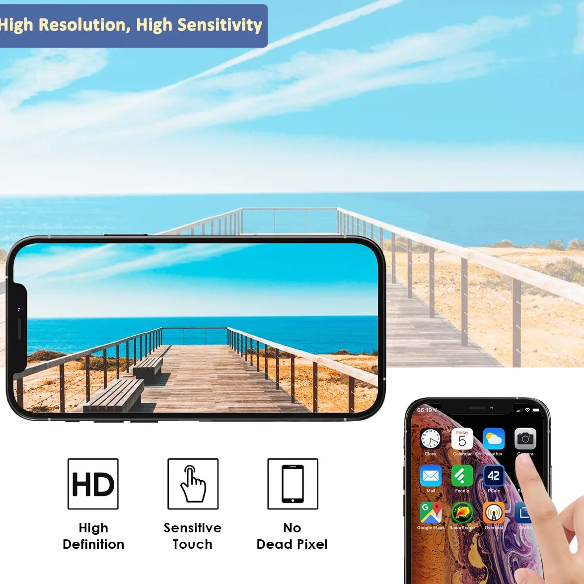Yodoit Wyświetlacz LCD do iPhone'a 11, 6,1", ekran dotykowy, pełna szyba, kompatybilny z modelami A2111, A2223, A2221, z zestawem narzędzi do naprawy