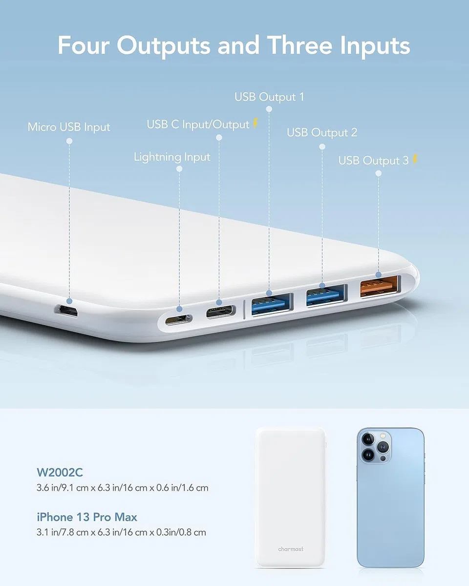 Charmast 26800 mAh Power Bank, przenośna ładowarka USB typu C, Powerbank z 3 wejściami i 4 wyjściami do MacBooka Nintendo Switch, iPhone, iPad, Nexus, Samsung Huawei, kolor biały