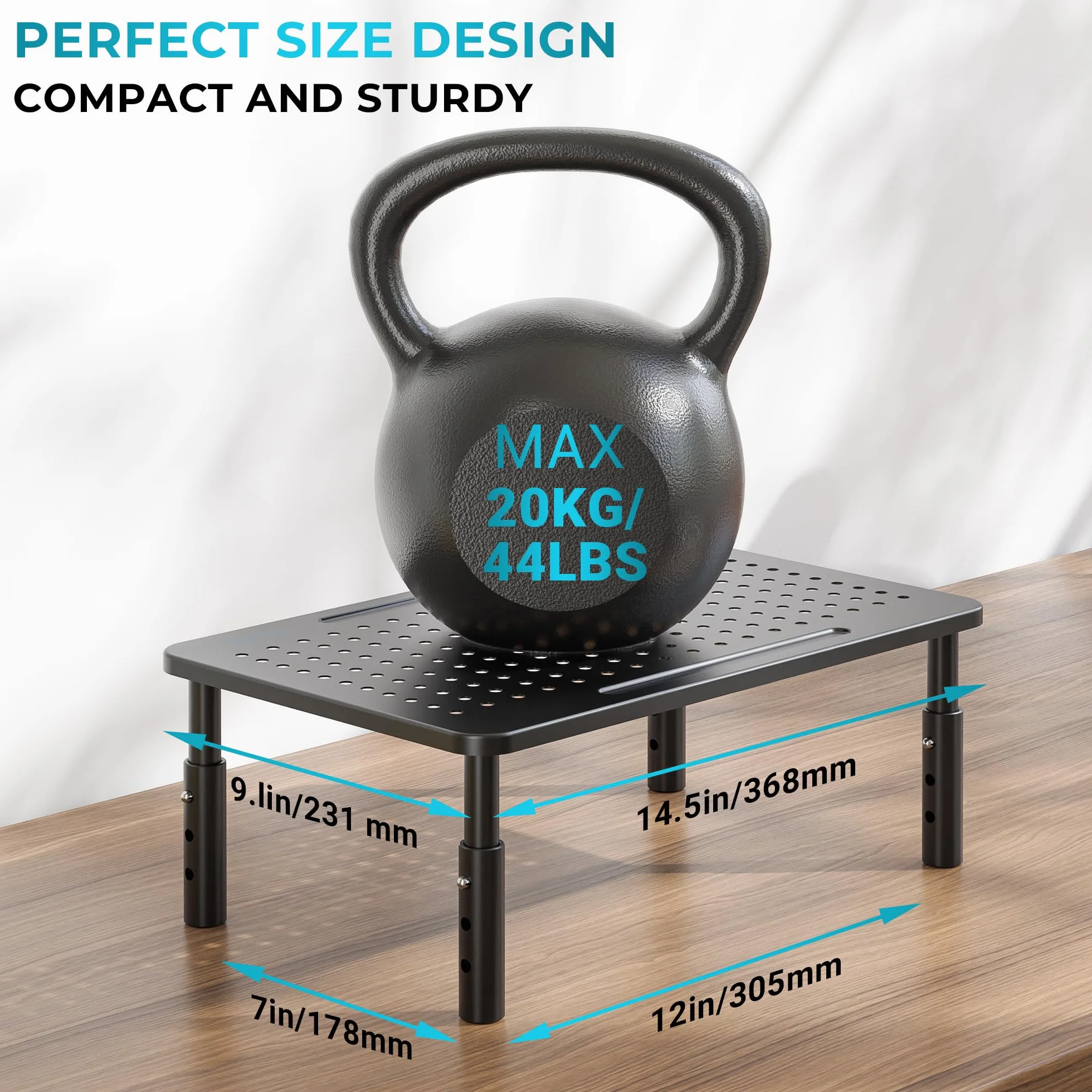 BONTEC Stojak na Monitor z Regulacją Wysokości, Ergonomiczna Podstawka Biurkowa z Siatkową Platformą, Solidna Stalowa Konstrukcja do Laptopa, Komputera, PC, Max. 20KG, Łatwa Organizacja Kabli (2 Pack)