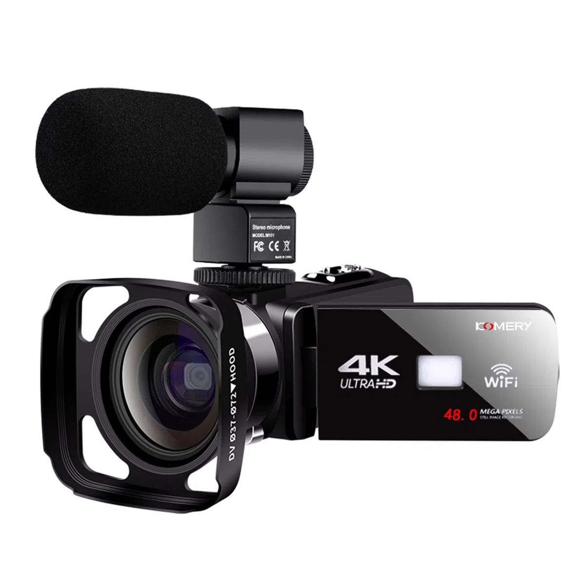 Kamera Wideo, Kamera kamery wideo 4K WiFi 4 8mp. Rejestrator do przesyłania strumieniowego Vlogging Night Vision szerokokątny Cyfrowa kamera z mikrofonem(Standard)