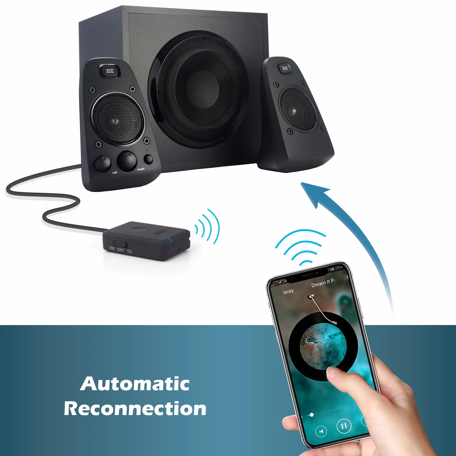 Adapter Bluetooth AUX, Nadajnik i odbiornik–August MR230–Dwutrybowy adapter bezprzewodowy do słuchawek, telewizora i samochodowego zestawu,Bluetooth 5.2 i USB-C, na baterii do 10 godzin–czarny