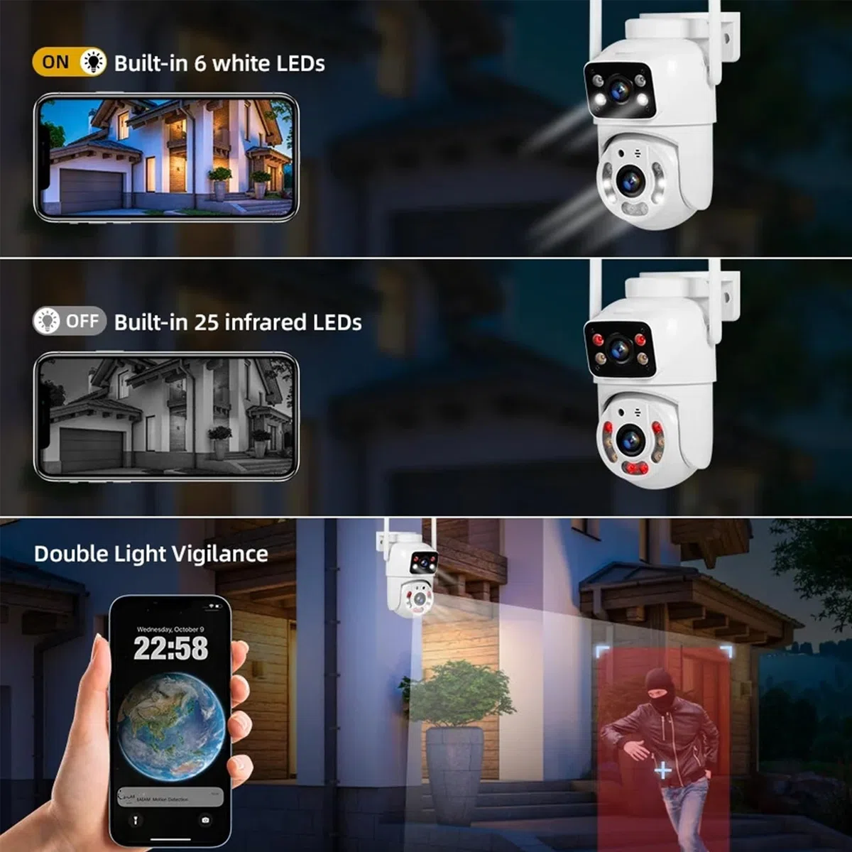 Kamera IP Tuya WIFI 5MP + 5MP z podwójnym obiektywem, kamera bezpieczeństwa z noktowizorem, zewnętrzna kamera PTZ, automatyczne śledzenie, dwukierunkowa rozmowa, monitoring wideo,Camera