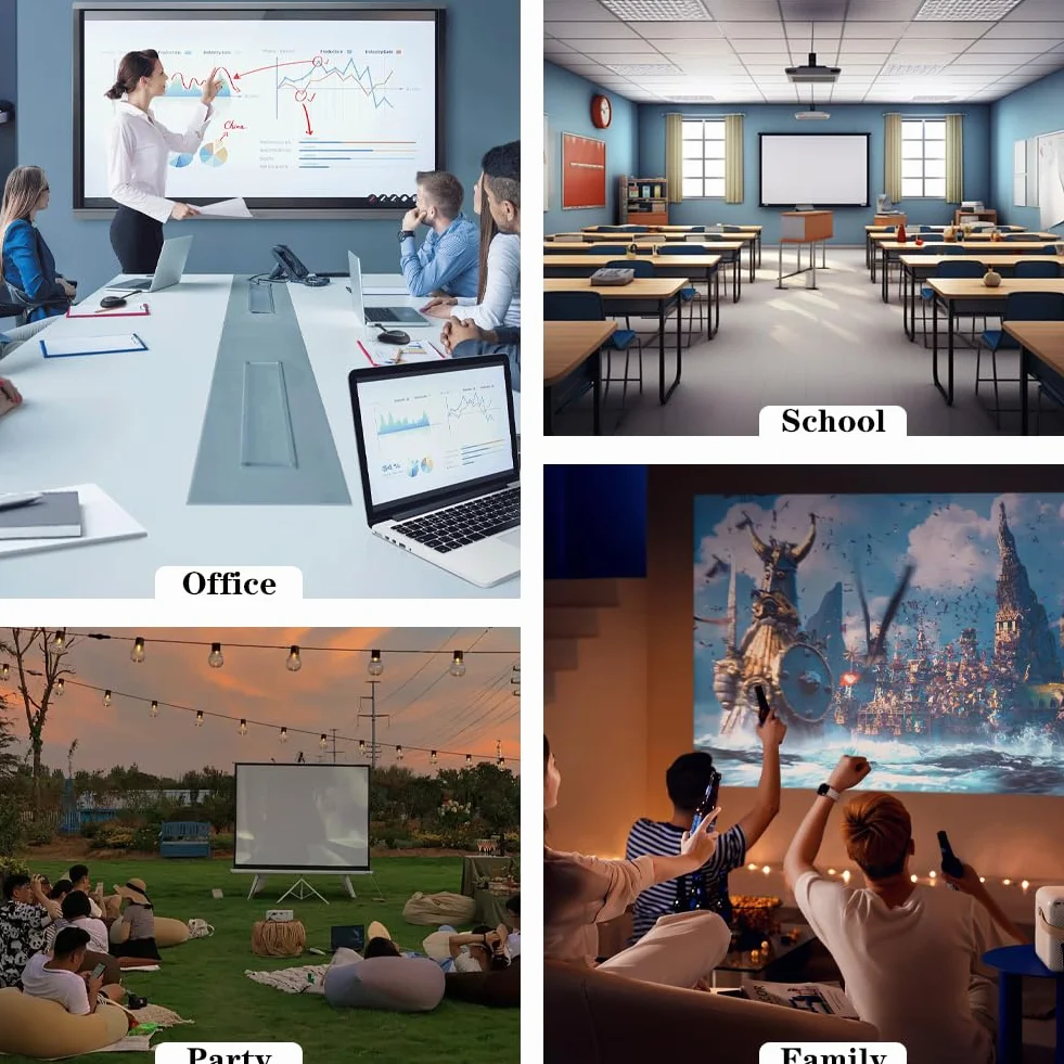 DASIAUTOEM Projektor na płótnie, ekran projekcyjny, rozdzielczość 16:9 HD, 4K, składany, przenośny ekran projekcyjny zapewniający doskonałe wrażenia kina domowego, na imprezy sportowe, do biura