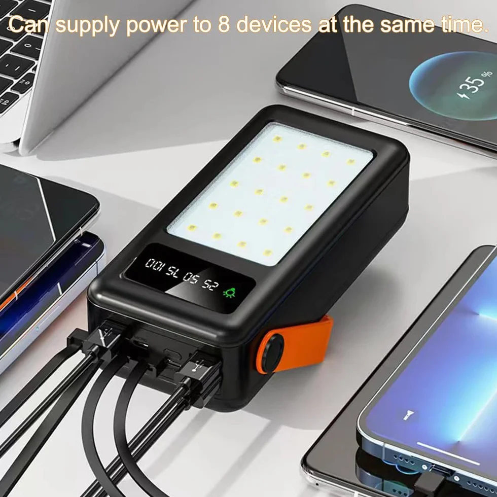 80 000 mAh, szybkie ładowanie, przenośna ładowarka o dużej pojemności, 8 wyjść i 3 wejścia, zewnętrzny akumulator do smartfonów i tabletów (rozmiar: 10 0000 mAh, kolor: czarny)