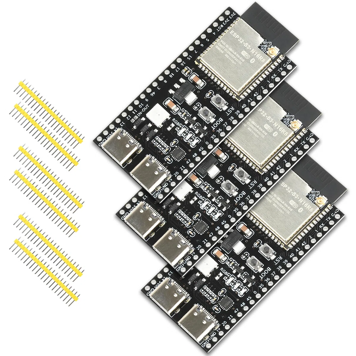 diymore 3 szt. do ESP32-S3 DevKitC-1 N16R8 moduł, do ESP32 S3 1-N16R8 deska rozwojowa z WiFi, Bluetooth 5.0, antena USB C