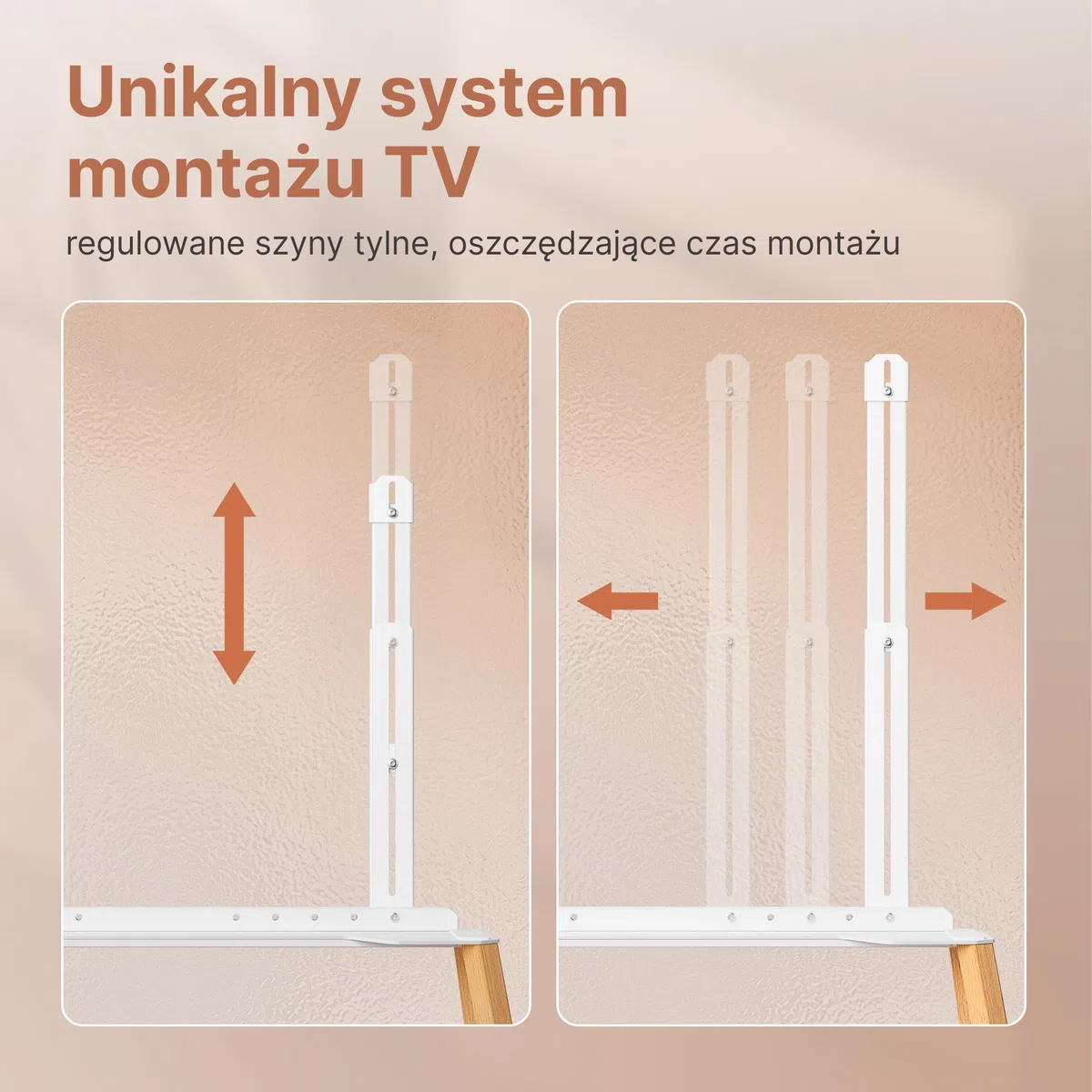 Easel Design z Stojak pod telewizor z kółkami, 49-75" do 40 kg | metalową strukturą i drewnianą półką, ruchomy stojak pod telewizor na kółkach do sklepu, biura, szkoły, domu, biały