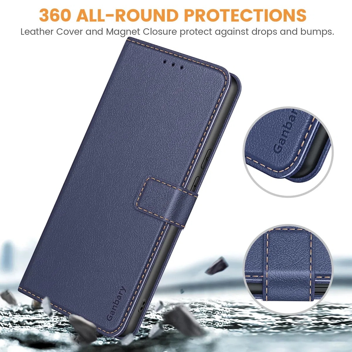 Ganbary Etui na telefon komórkowy do Google Pixel 9a 5G, skórzane etui premium z klapką [przegródki na karty] [zamknięcie magnetyczne] [funkcja stojaka], kompatybilne z Google Pixel 9a 5G, niebieskie