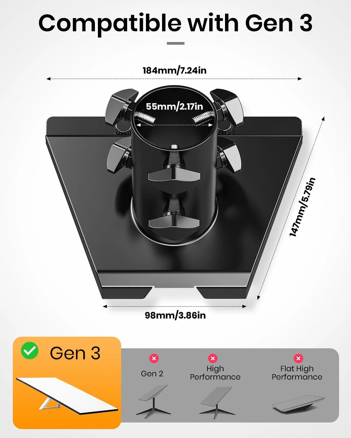 [Ulepszona wersja] Adapter rurowy Starlink Gen 3, uchwyt Starlink maszt Starlink, płyta montażowa Starlink V3 do dachu, kompatybilny ze standardową anteną Starlink, pasuje do masztów 1,1-2,1 cala (28