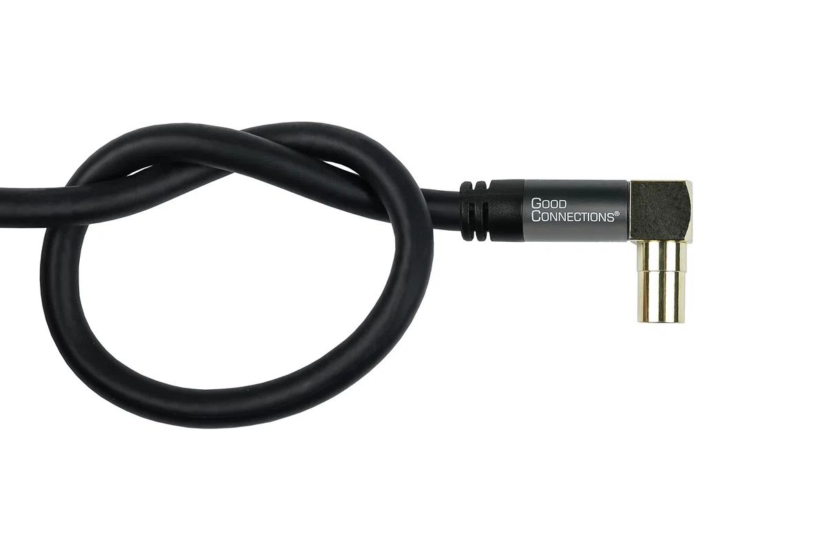 Good Connections GC-M2073 SmartFLEX TV kątowy kabel antenowy, 2 m, wtyczka IEC/koncentryczna, kątowy do gniazda, 4-krotnie ekranowany/120 dB/75 omów, pozłacane złącza, czarny